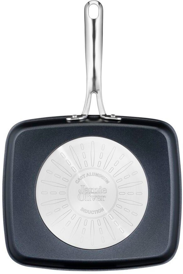 Tefal Grillpfanne Jamie Oliver Cooks Classic, Aluminiumguss (1-tlg), Thermo-Signal, für alle Herdarten inkl. Induktion, 23x27 cm