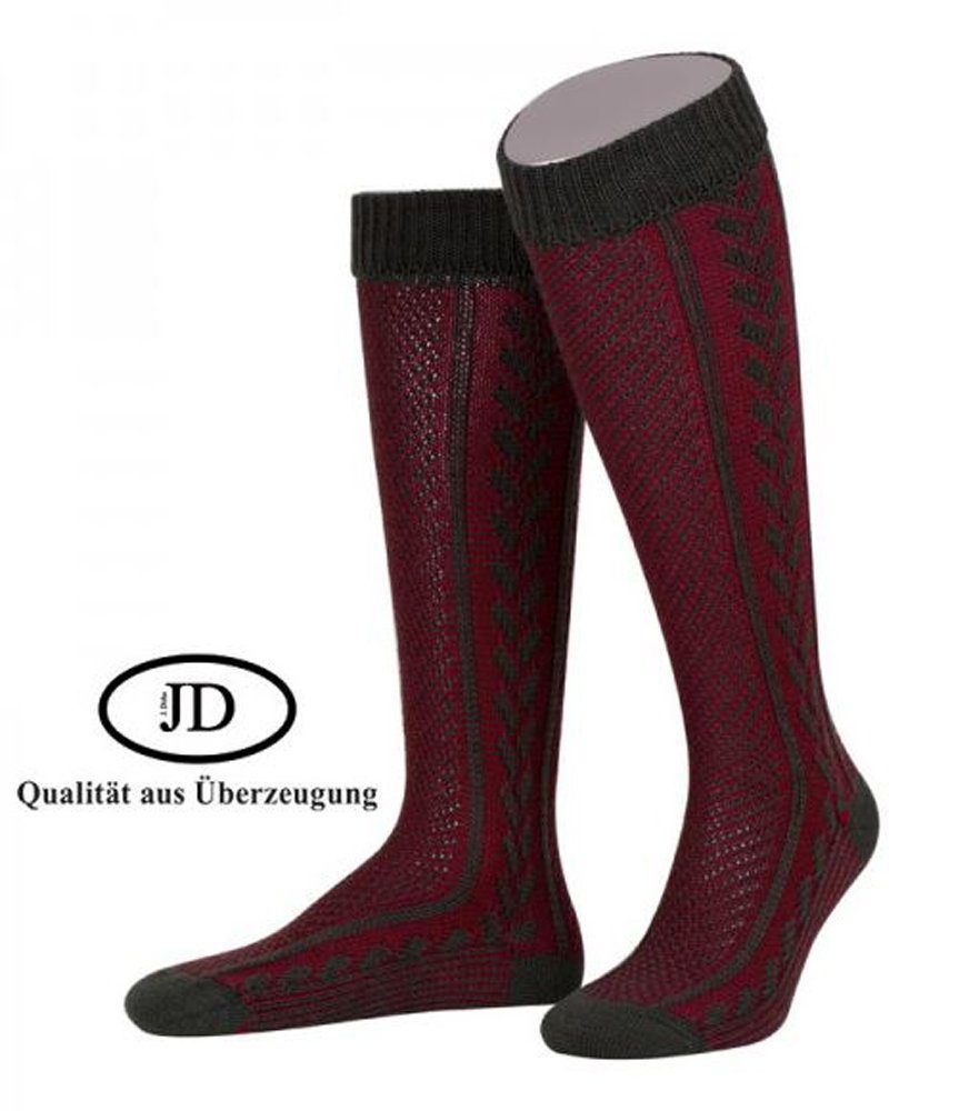 Kniestrümpfe JD Jagd - Kniebundstrumpf Jacquard, oliv/rot