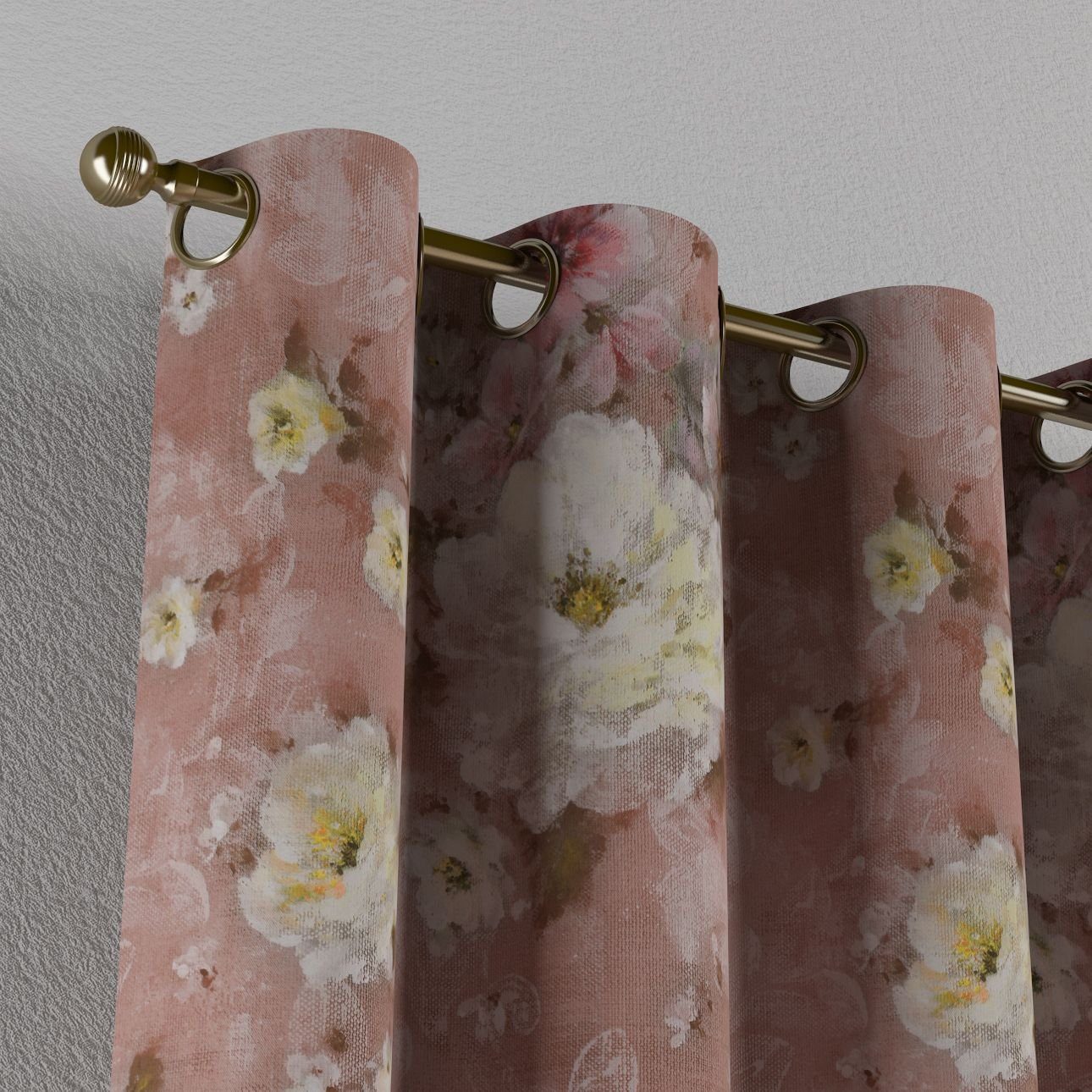 Vorhang Ösenschal 130 x 100 cm, rosa Flowers, Dekoria