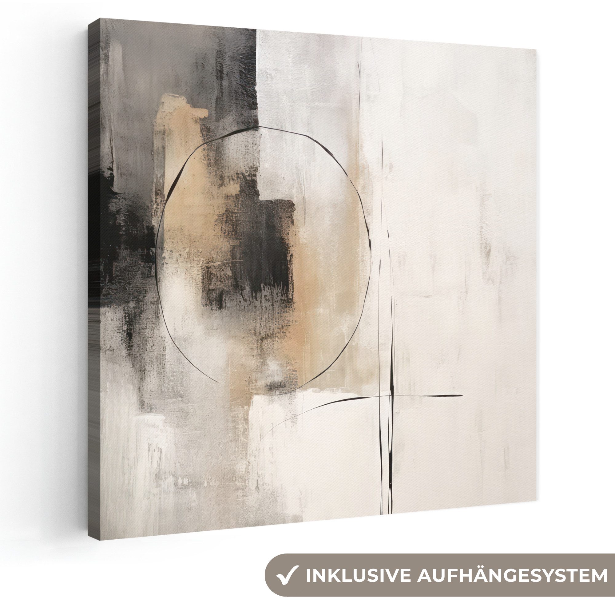 OneMillionCanvasses® Leinwandbild Kunst - Abstrakt - Grau - Industriell, Fotodruck (1 St), Wandbild, Deko Schlafzimmer Wohnzimmer Flur 20x20 cm