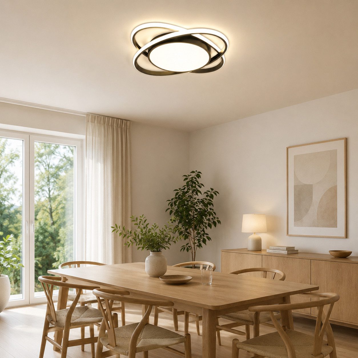 OYLCDI Deckenleuchten LED Deckenlampe Ø53cm,Dimmbar mit Fernbedienung für Wohnzimmer, LED fest integriert, 62W 3000-6500k, Modern Runde Wohnzimmer Schlafzimmer Arbeitszimmer Esszimmer Dekoration Lampen, Mit Speicherfunktion.Lichtfarbe- und Helligkeit einstellbar