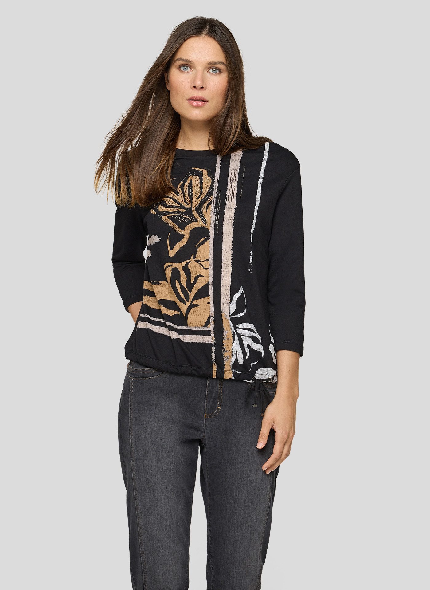 Rabe 3/4-Arm-Shirt mit Frontprint und Nieten