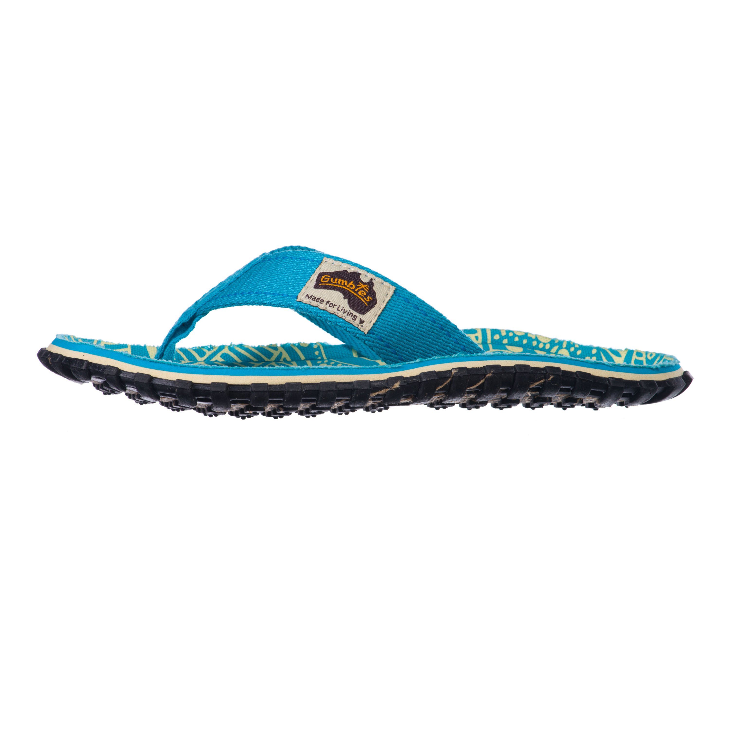 Gumbies Original Kids in Turquoise T-Strap-Zehentrenner aus recycelten Materialien hergestellt, stabile Gummisole