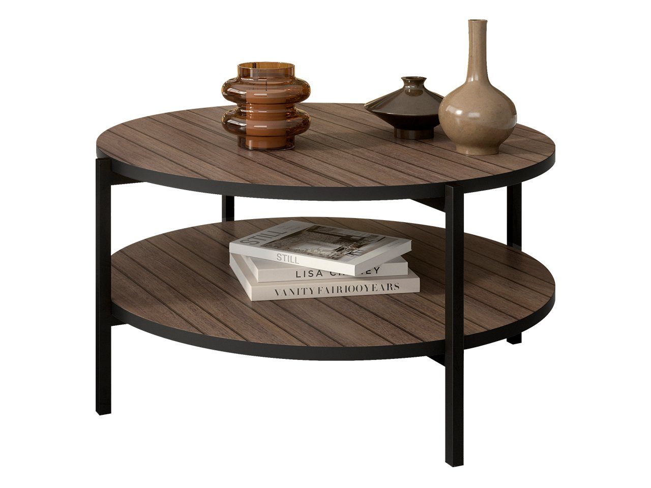 MIRJAN24 Couchtisch Sigma B01, Metallfüße schwarz 20 mm, Durchmesser: 80 cm