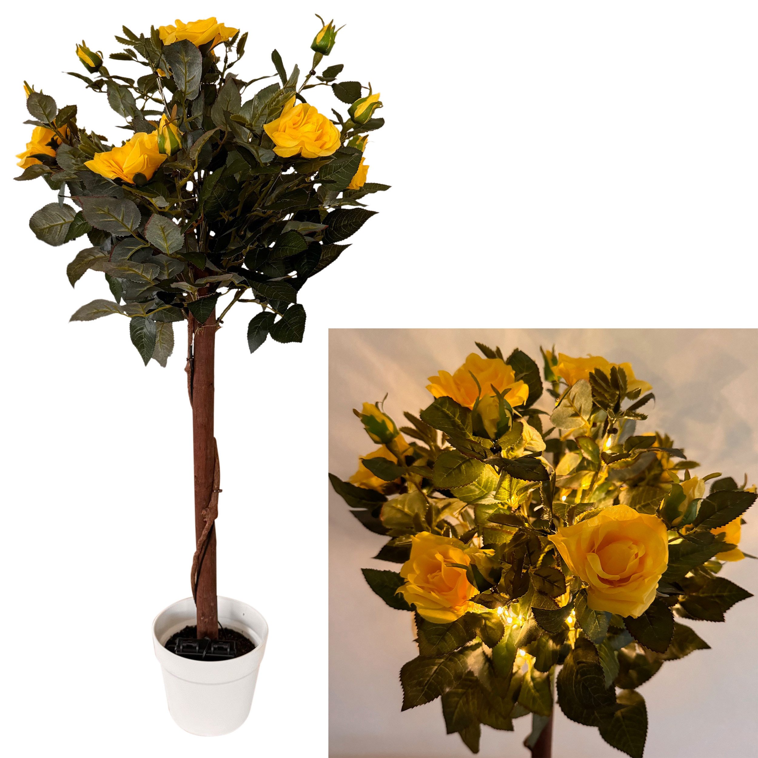 Kunstpflanze Rosenbaum mit LED-Beleuchtung - Künstliche Blumen, Pflanzen im günstig online kaufen