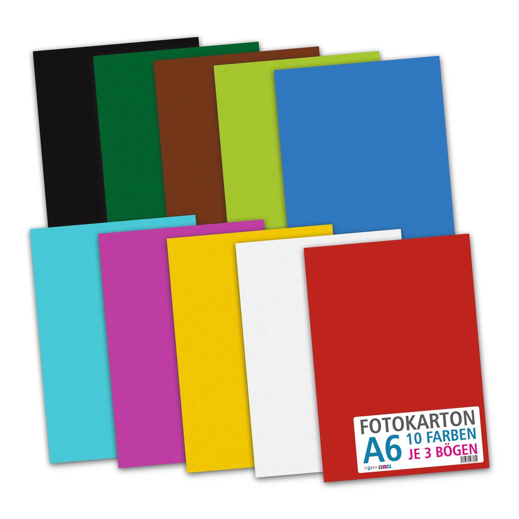 Nummer 1 Sonderpreis! itenga Bastelkartonpapier itenga - 300 DIN p Standardfarben - 30 g/qm 10 A6 - Fotokarton - Blatt