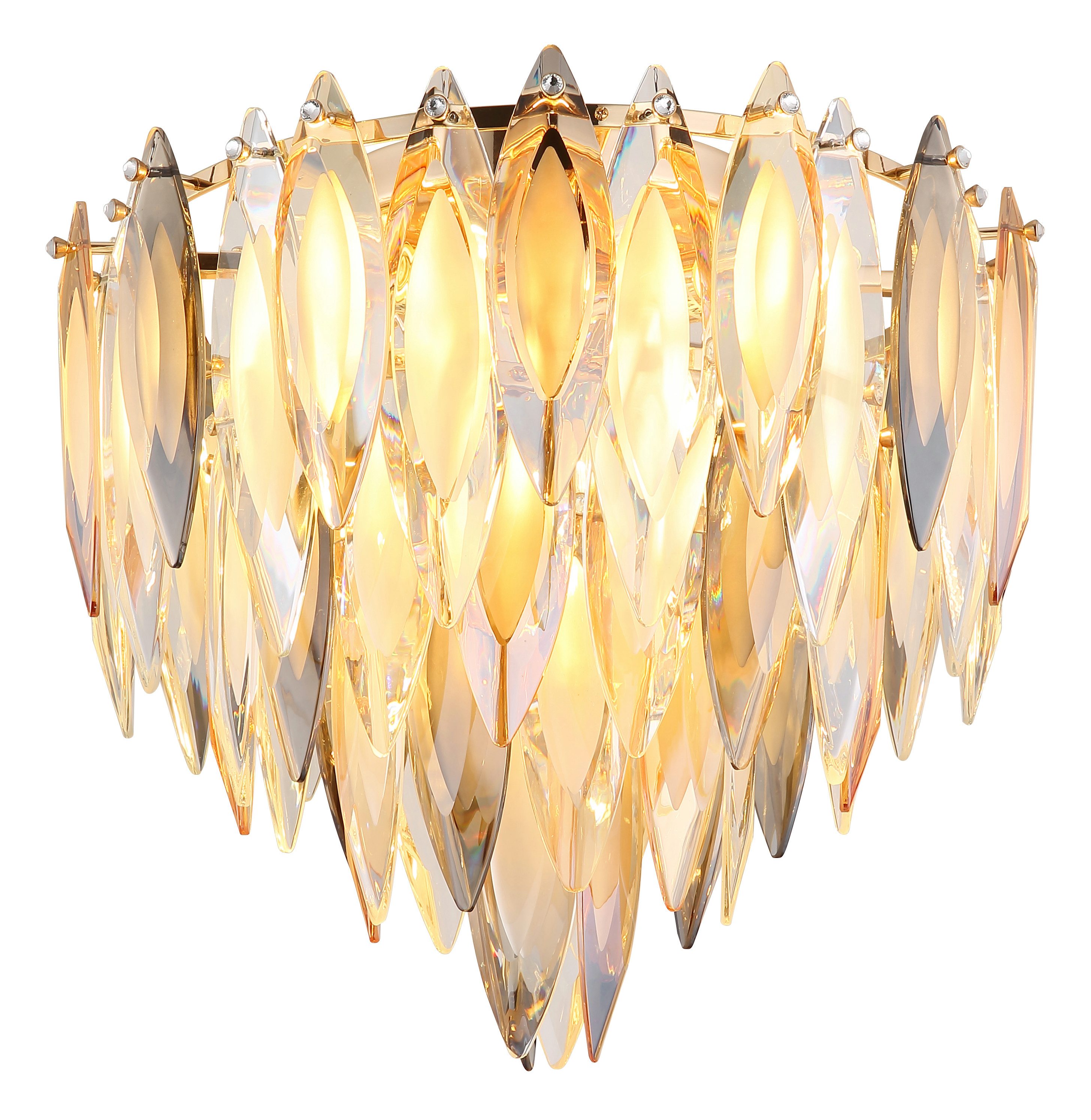 GLOBO LIGHTING Deckenleuchte ELINOR, ohne Leuchtmittel, Deckenleuchte Gold, K9 Kristalle Rauch/Champagner/Klar, E14