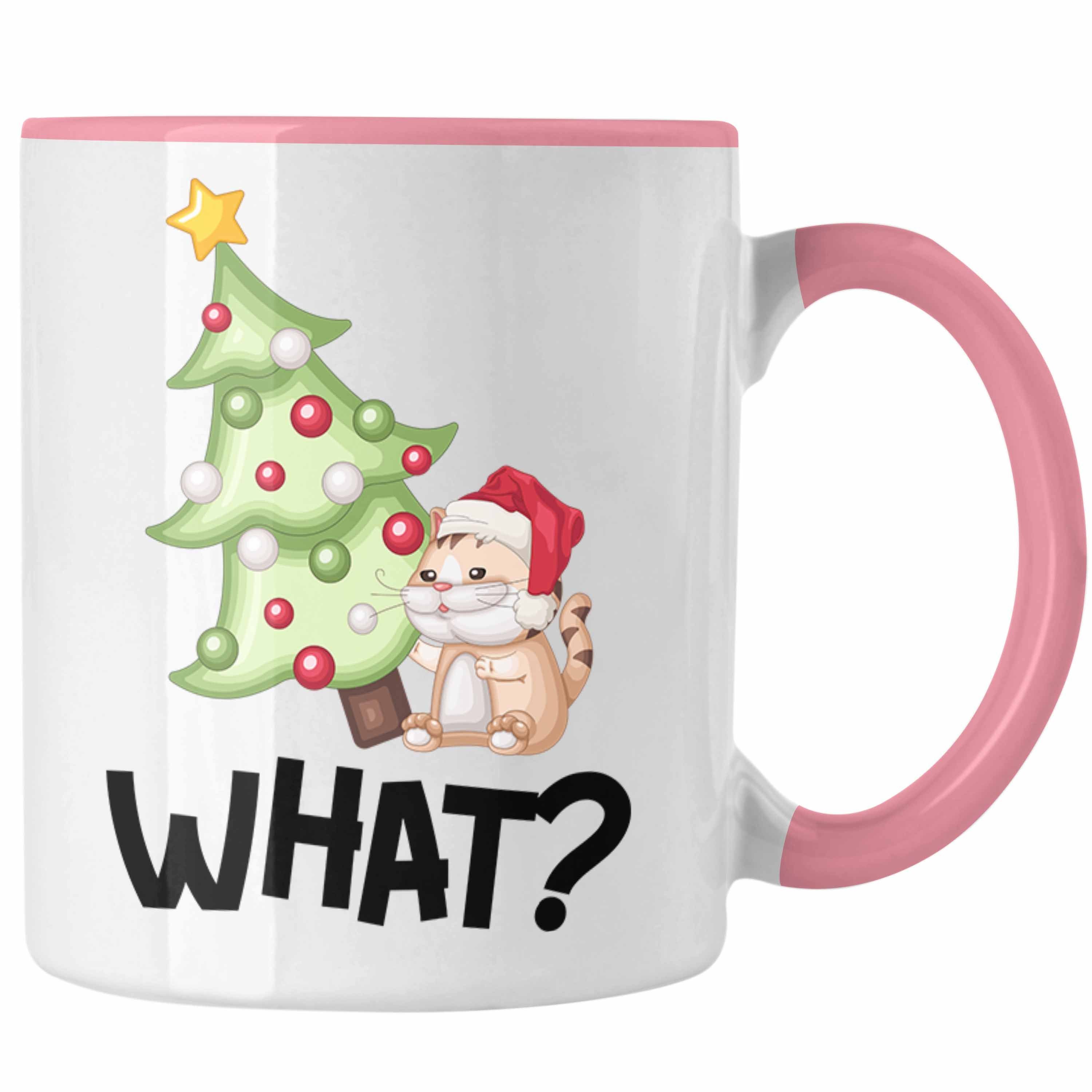Trendation Tasse Lustige Katzen Tasse Weihnachten Grafik Geschenk für Katzen-Besitzer W Rosa