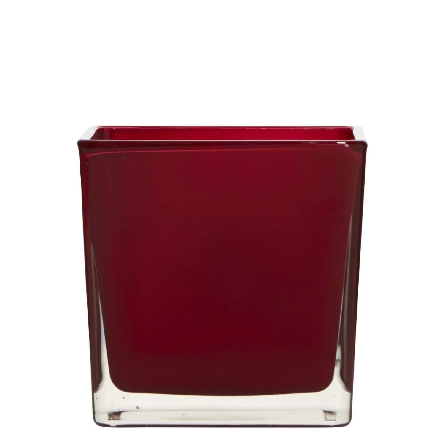 Hakbijl Glass Teelichthalter Cube, Farbe: Rot, Höhe: 8cm