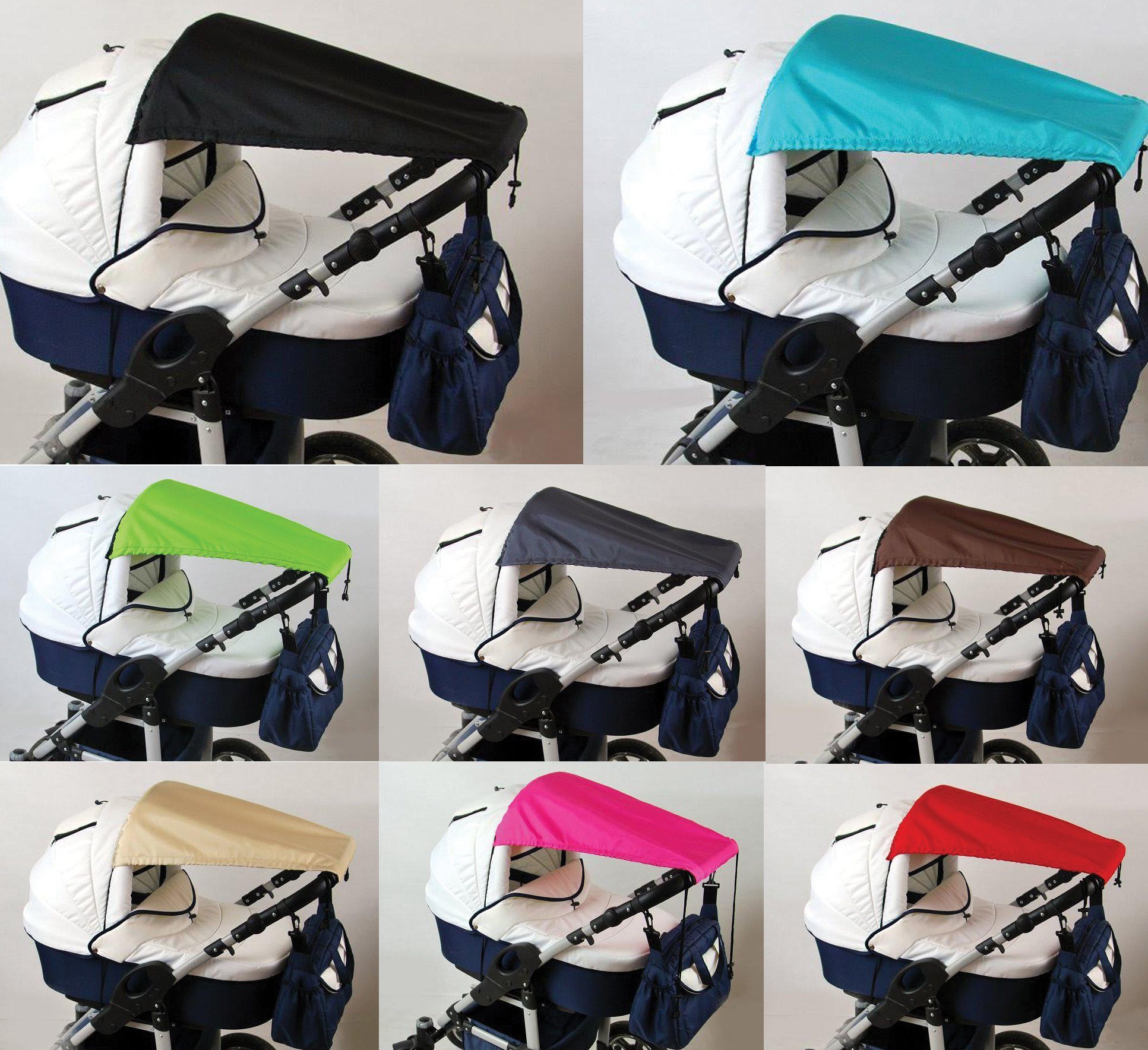 BabyLux Kinderwagen-Sonnenschutzhülle BABYLUX Sonnenschutz UV Rollo Schutz SONNENSEGEL Sonnendach für Kinderwagen Buggy (1-St), Grau