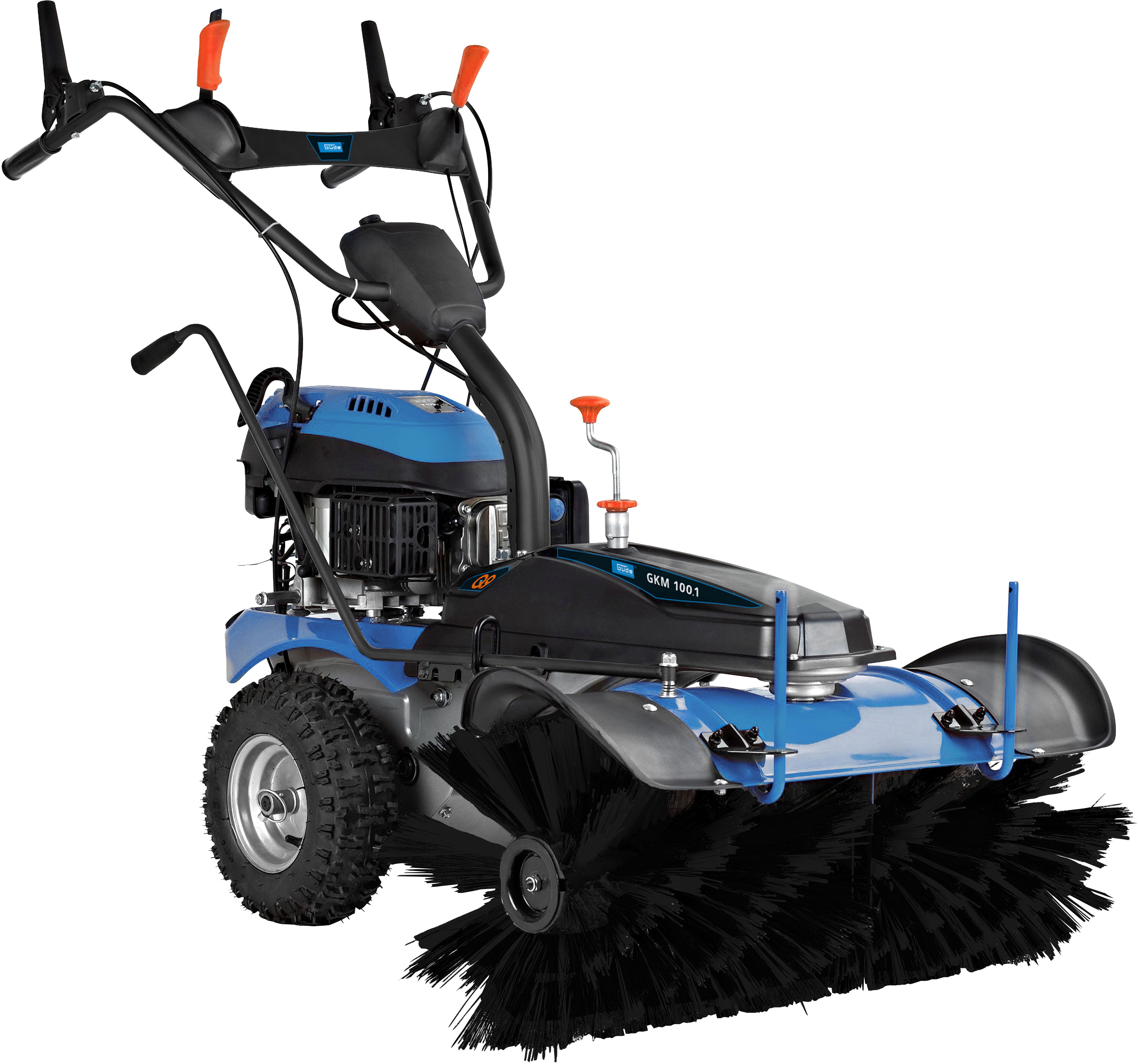 Güde Benzin-Kehrmaschine GKM 100.1, 100 cm Arbeitsbreite, inkl. Motorbesen, Schneeschieber und 72 l Auffangbehälter