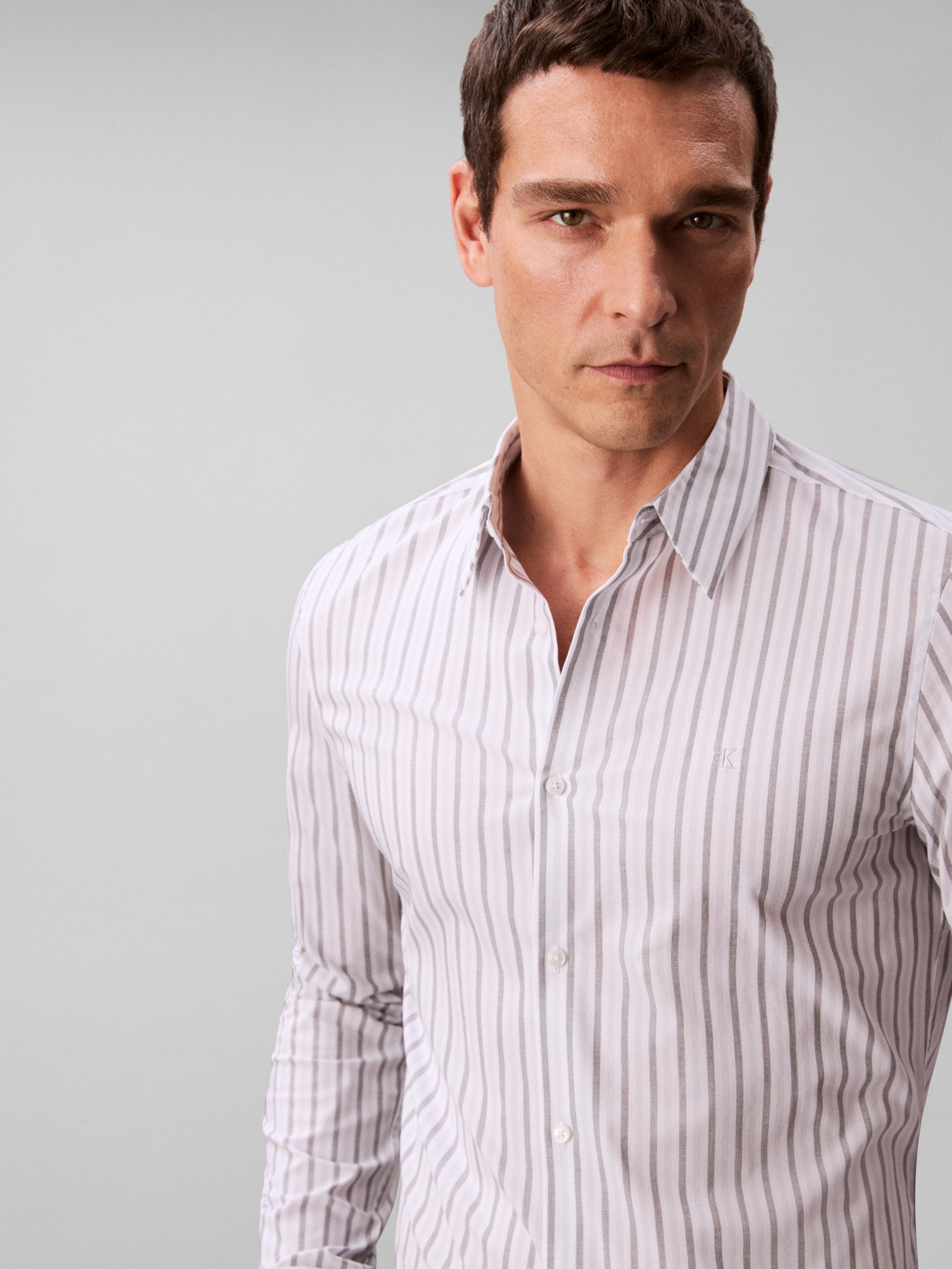 Calvin Klein Businesshemd LS MULTI STRIPE STRETCH SLIM SHI Mit Rundhalsausschnitt, slim fit