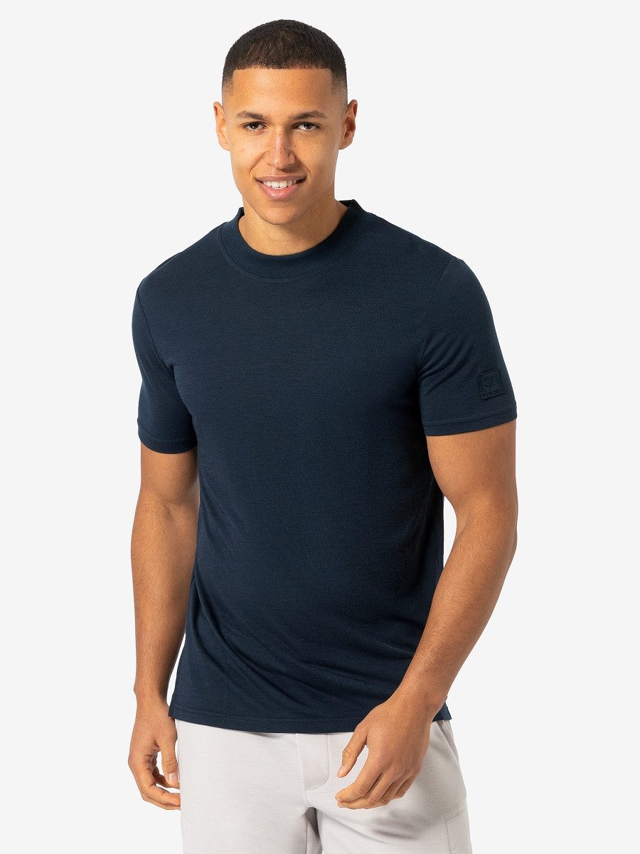 SUPER.NATURAL T-Shirt für Herren, nachhaltig, Merino casual, gerippter Kragen