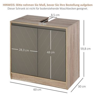HOMCOM Waschbeckenunterschrank Unterschrank (Set, 1-St., Sideboard) Badschrank Badmöbel Unterschrank Grau+Eiche