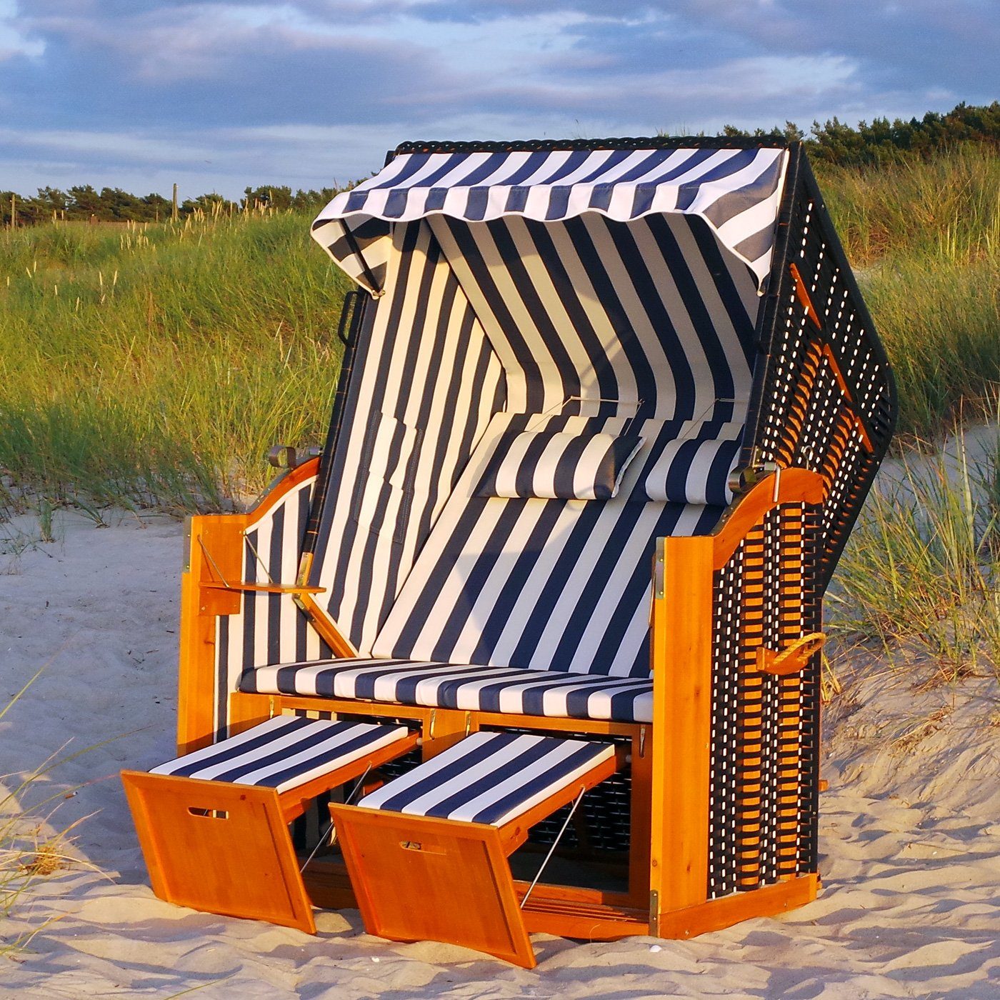 Swing&Harmonie Strandkorb XXL inkl. Abdeckcover Luxus mit 4 Kissen, Klappti günstig online kaufen