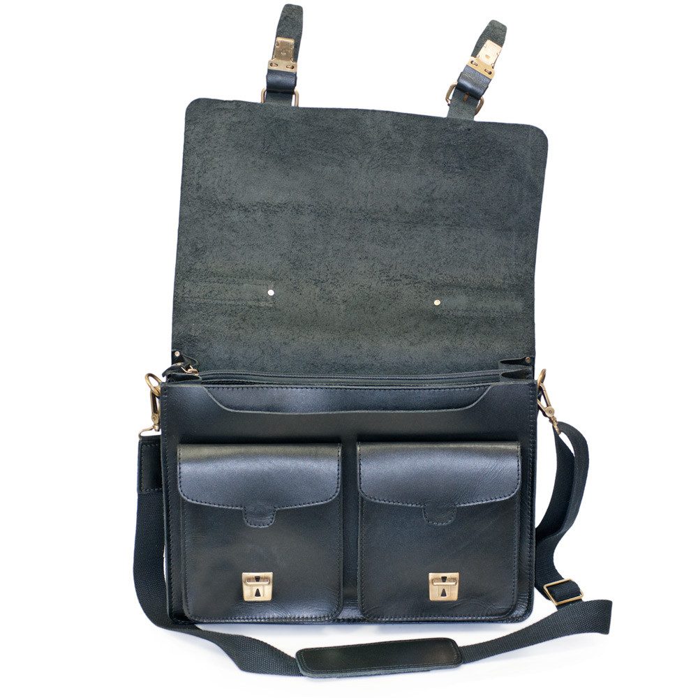 Jahn-Tasche Aktentasche Naturleder Lehrertasche, Anilin-Leder Schwarz, Jahn-Tasche 420-anilin