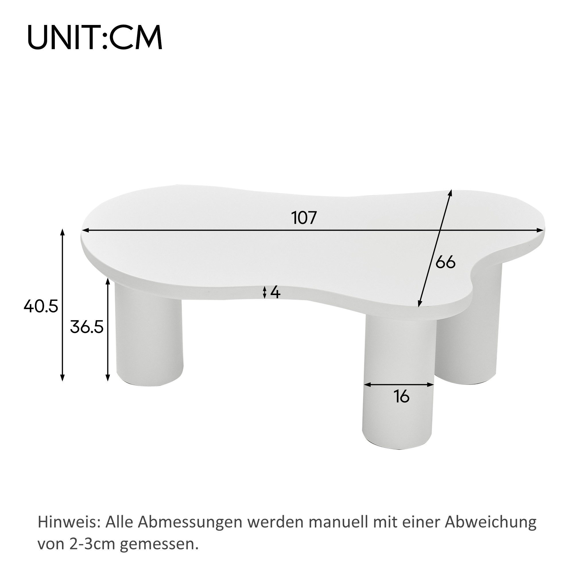 BlingBin Couchtisch Beistelltisch Wohnzimmertisch (1-St., MDF-Tischplatte und PVC-Beine, mit Filzunterlage), 107 x 66 x 40,5 cm