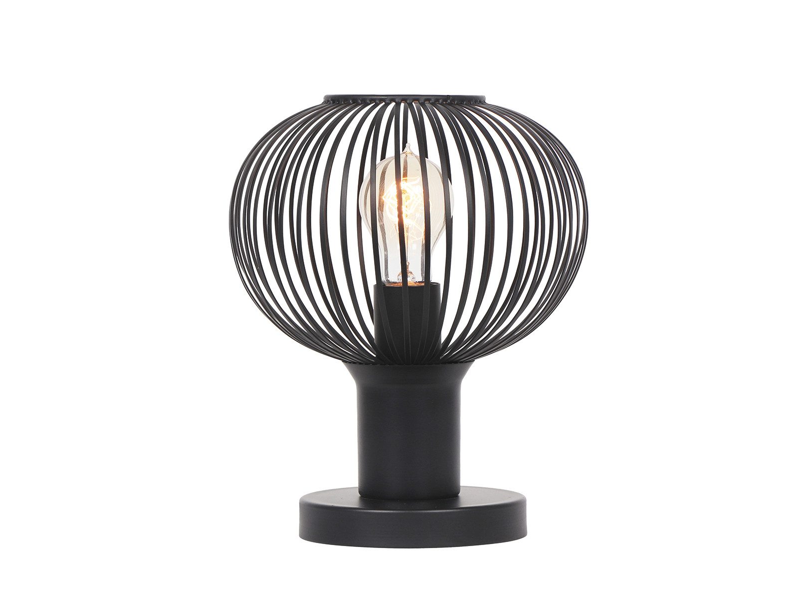 TRIO Leuchten LED Nachttischlampe, Dimmfunktion, LED wechselbar, Warmweiß, kleine Industrial Lampe für Fensterbank mit Gitter Kugel, Höhe 28cm