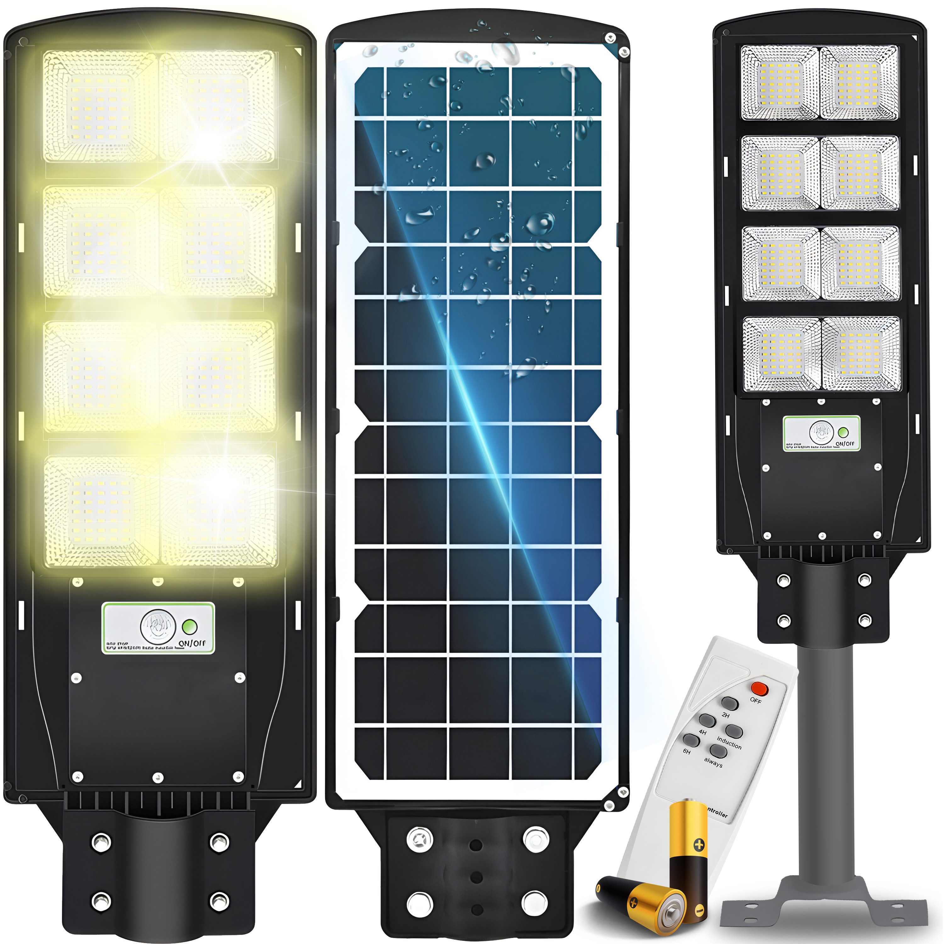 Retoo LED Solarleuchte LED Solar Straßenlampe Straßenlaterne Fernbedienung Solarleuchte, LED SMD EPISTAR, 3 Moden des Leuchtens,IP67, Dämmerungssensoren und Bewegungssensoren