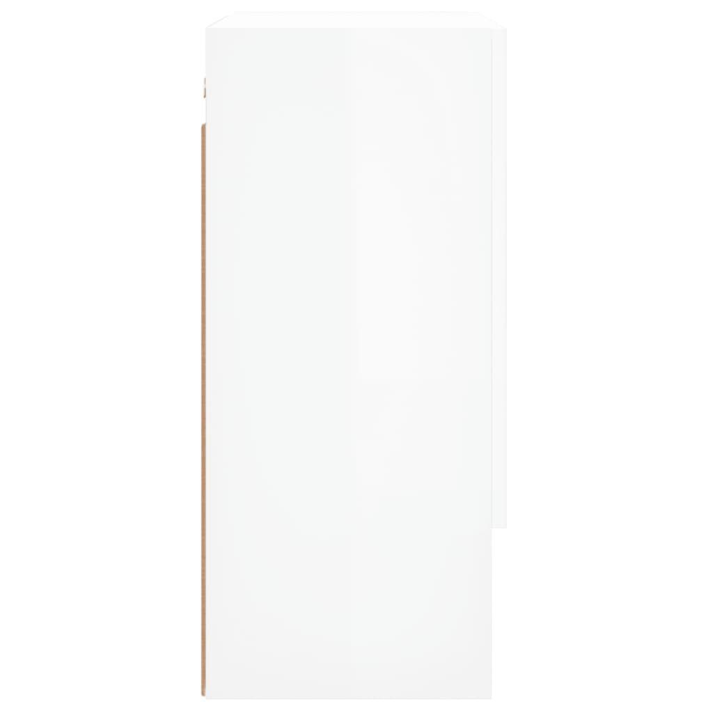 vidaXL Fächerschrank Wandschrank Hochglanz-Weiß (1-St) Holzwerkstoff cm 60x31x70