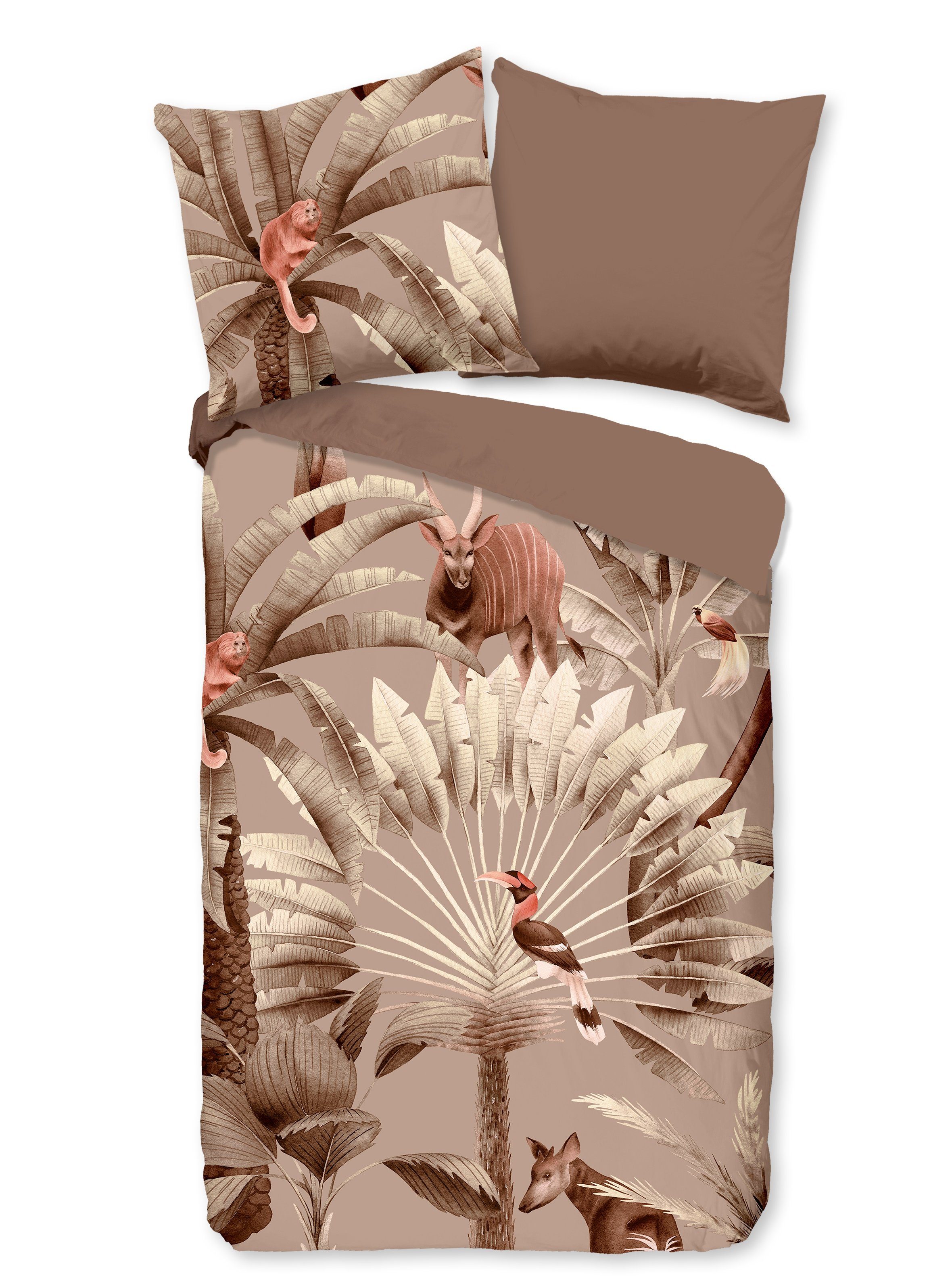 Bettwäsche Renforcé 2tlg 155 X 220 cm + 1- 80 X 80 cm Fuji Taupe Bettwäsche