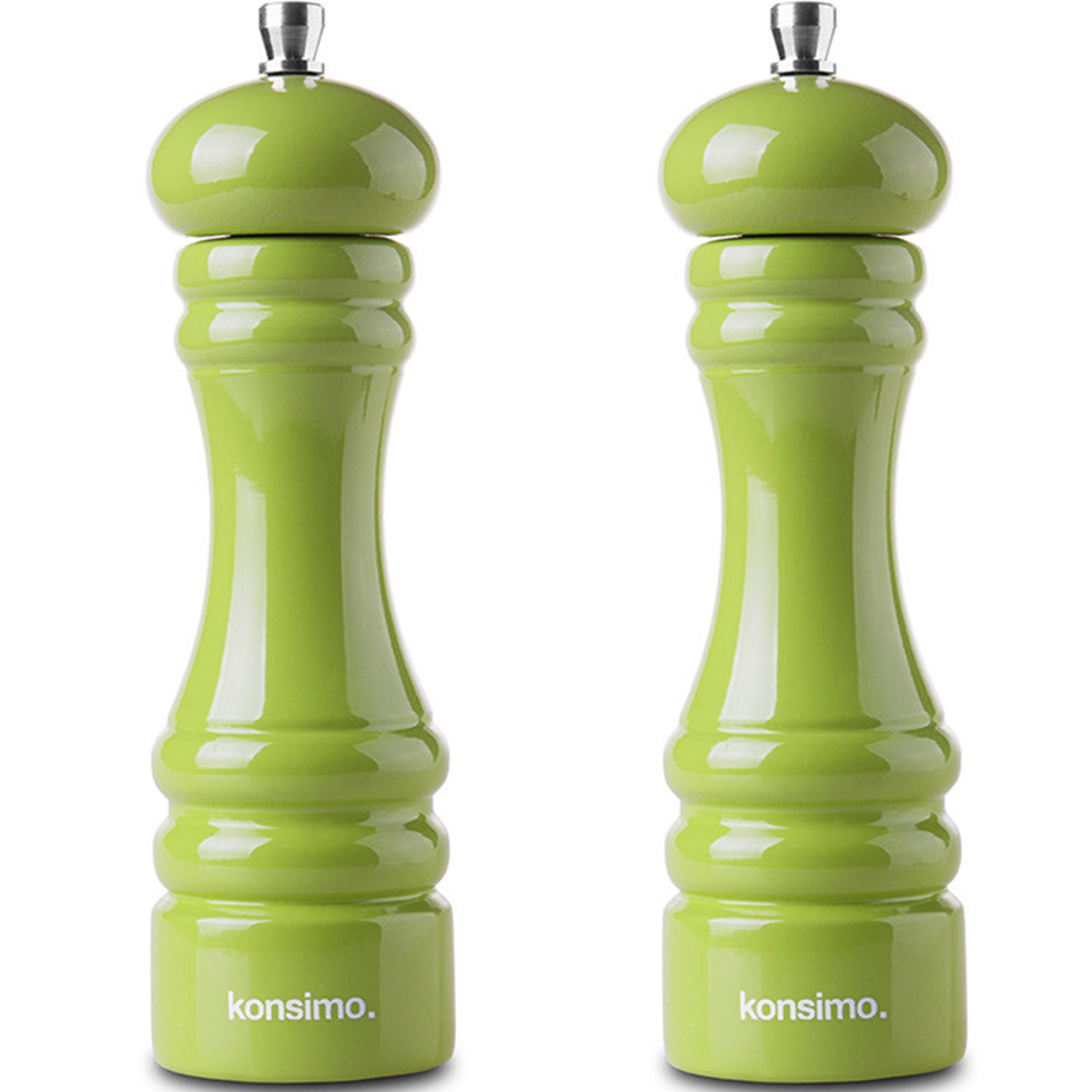 KONSIMO® Salz-/Pfeffermühle MILOS Gewürzmühlen Salzmühlen Pfeffermühlen 18 cm manuell, (2 Stück), Buchenholz, Mechanismus aus rostfreiem Stahl, modernes Design