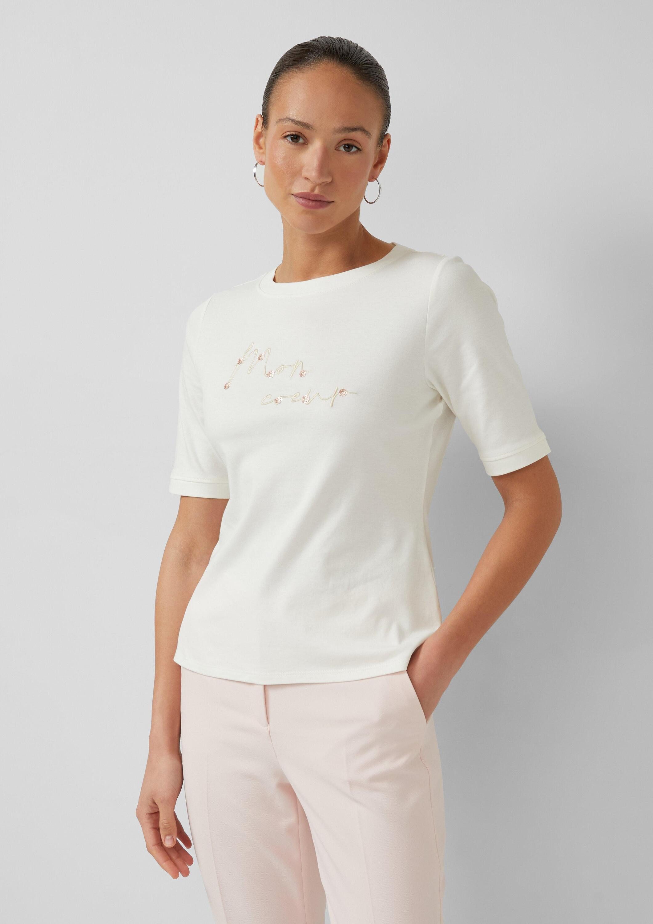 s.Oliver Kurzarmshirt T-Shirt Baumwoll-T-Shirt mit Rundhalsausschnitt und Artwork