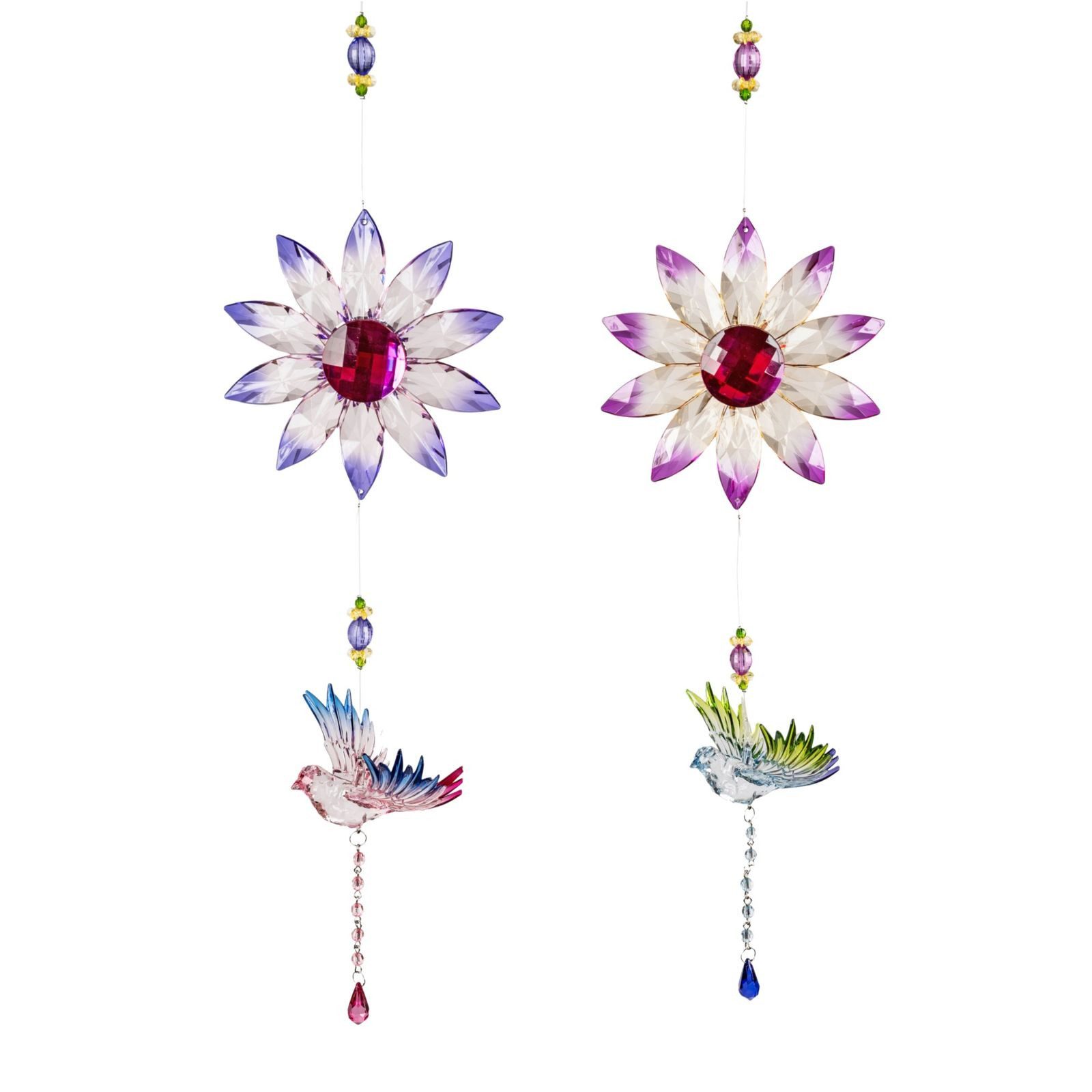 formano Dekohänger 2er Set Acryl-Hänger Blume und Vogel 40 cm multicolor (2-er Set)