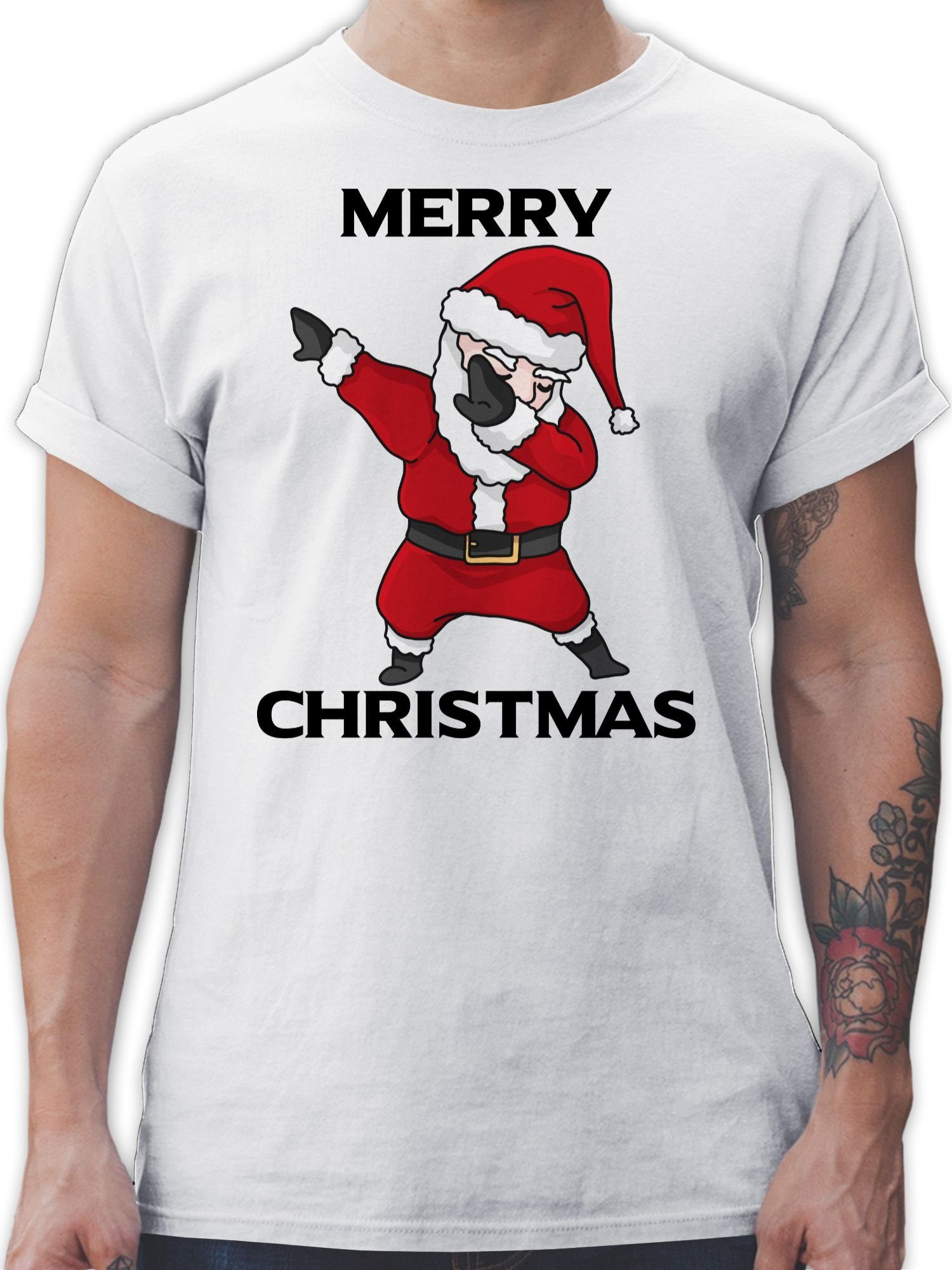 Shirtracer T-Shirt Dabbing Weihnachtsmann Weihachten Kleidung 3 Weiß