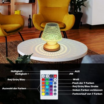 ZMH LED Tischleuchte Dimmbar Kabellos Akku RGB USB Stimmung Aufladbar Wohnzimmer, Touch-Funktion, LED fest integriert, RGB, mit Fernbedienung, RGB, USB