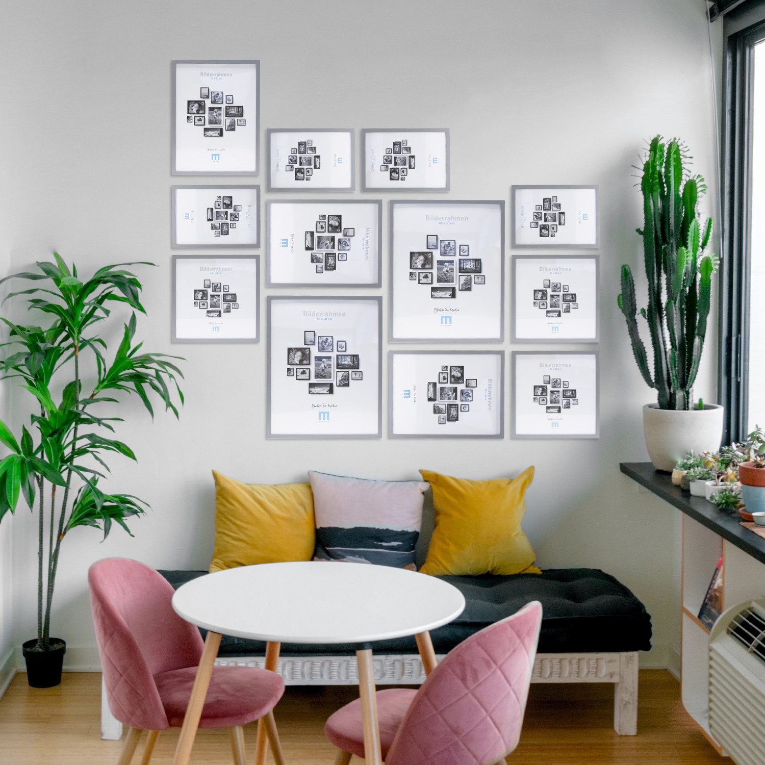 M MERCEO Bilderrahmen, 12-tlg. Bilderrahmen-Set Grau (21x30cm bis 40x50cm) günstig online kaufen
