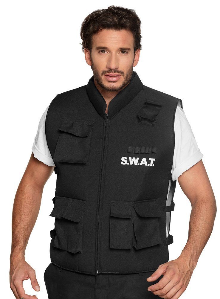Widdmann Kostüm Schutzweste SWAT, Schutzweste mit Klettverschlüssen für harte Jungs