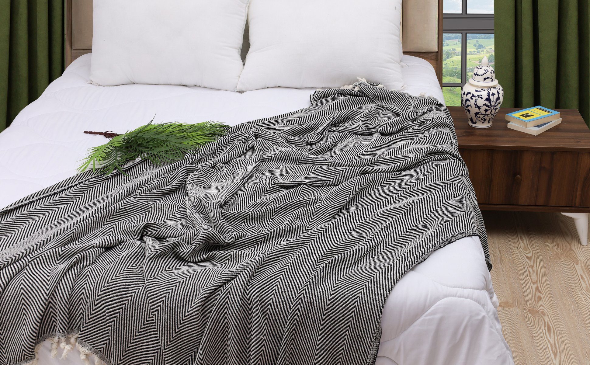 Meri-Home Tagesdecke Tagesdecke Bettüberwurf Bettdecke,Fischgrät Baumwolle, günstig online kaufen