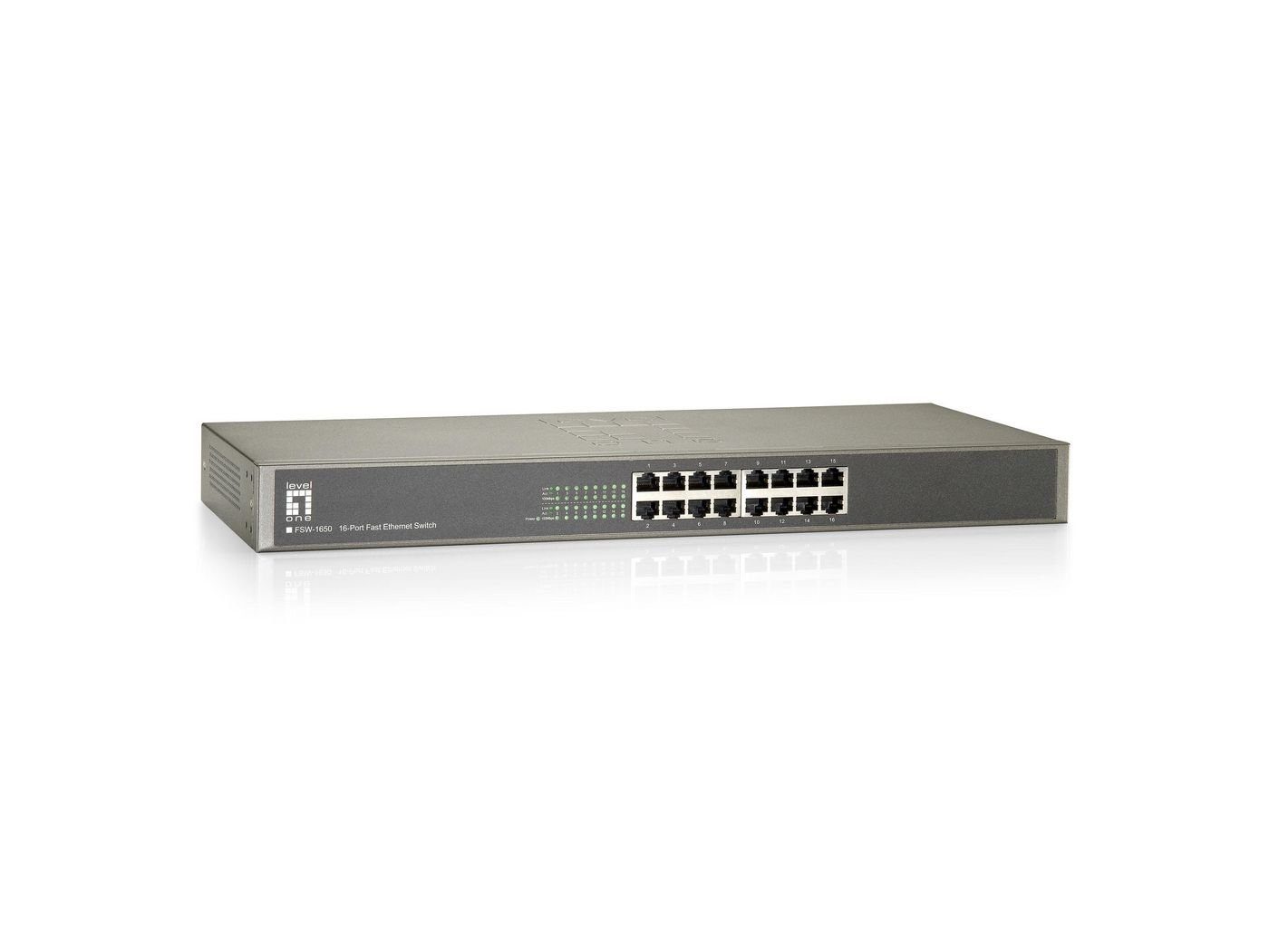 LEVEL ONE Switch 16P DT/19" FSW-1650 10/100 Netzwerk-Switch