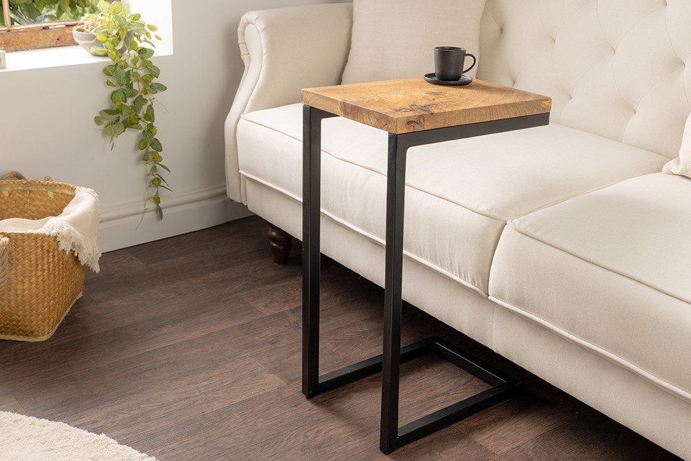 riess-ambiente Beistelltisch GASTON 65cm natur / schwarz (Einzelartikel, 1-St), Nachttisch · Mango-Massivholz · Metall · handmade · Industrial Design
