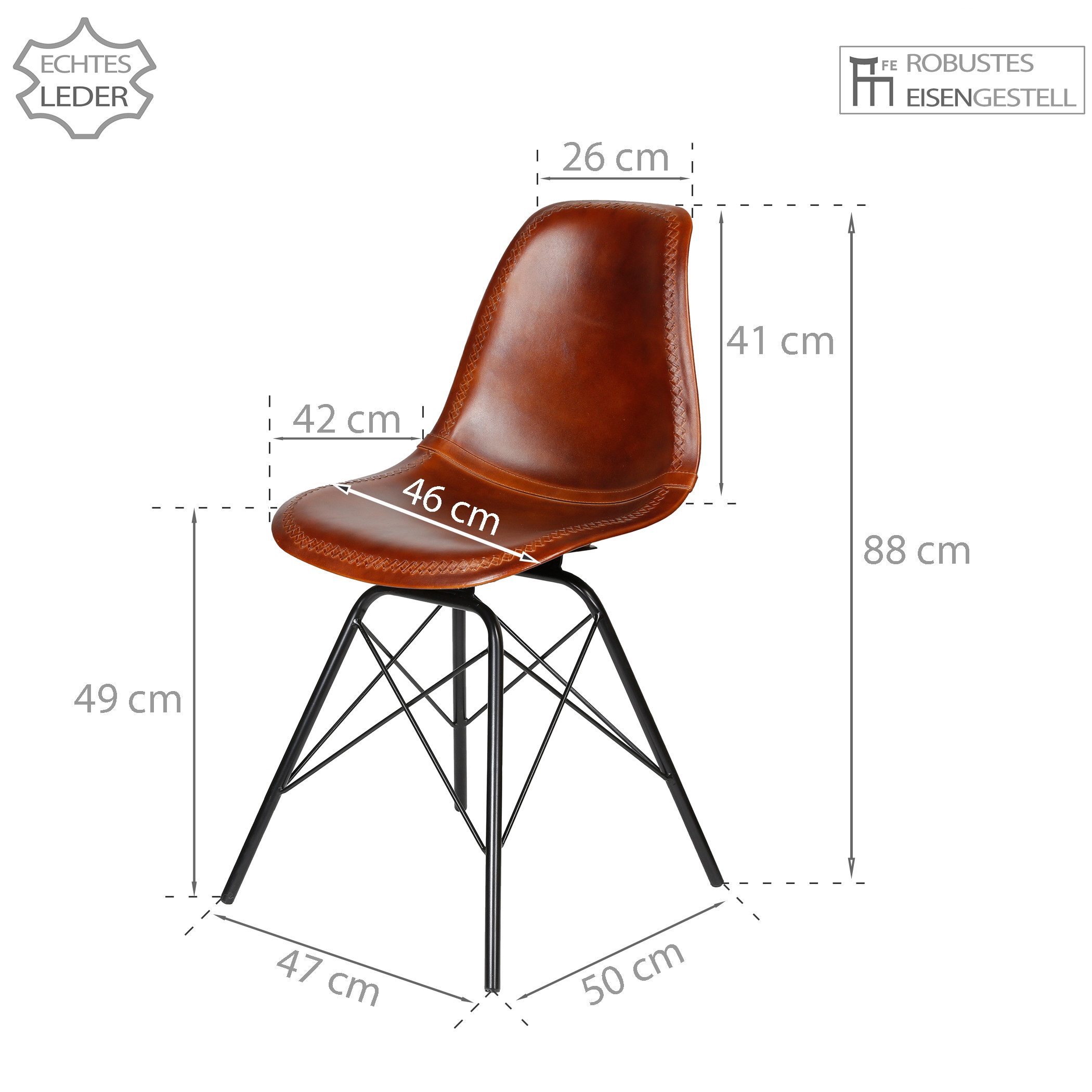 Casa Moro Esszimmerstuhl Lederstuhl Braun Schalenstuhl günstig online kaufen