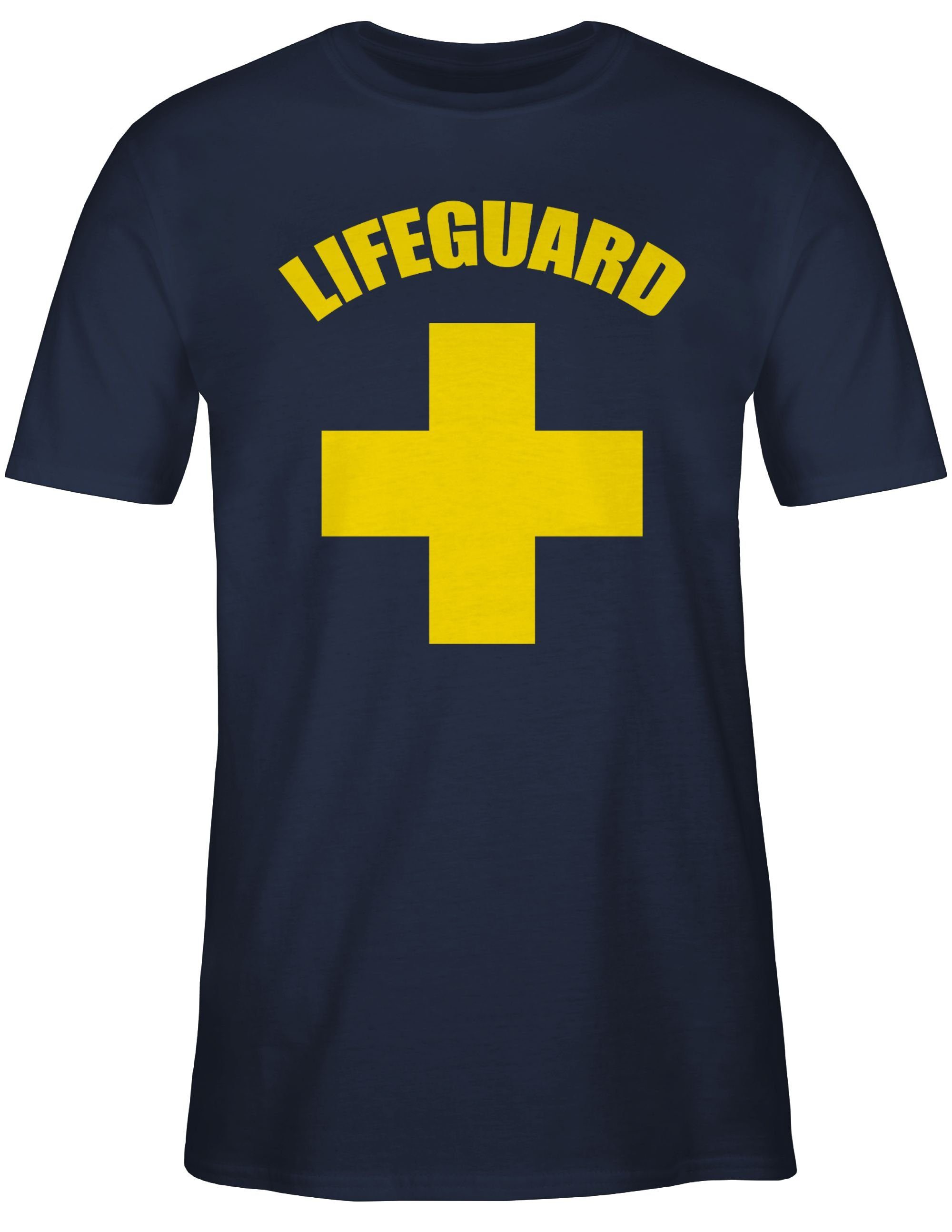 Baywatch Karneval Wasserrettung Navy Lifeguard Outfit Rettungsschwimmer T-Shirt Blau Shirtracer 2