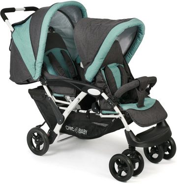 CHIC4BABY Geschwisterwagen Duo, melange mint, mit feststellbaren Doppelschwenk-Vorderrädern