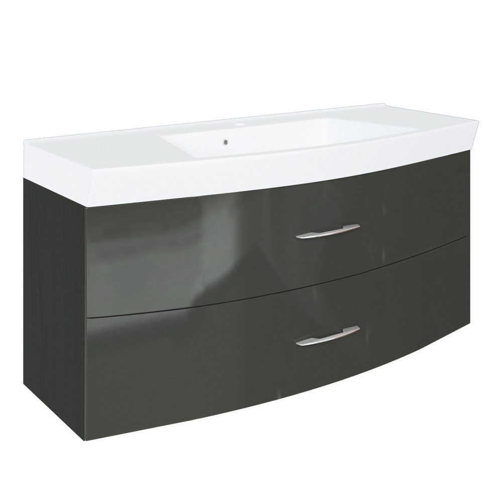 Lomadox Waschtisch FLORIDO-03, mit Unterschrank & Раковины 120cm Hochglanz grau, : 120x54x47 cm