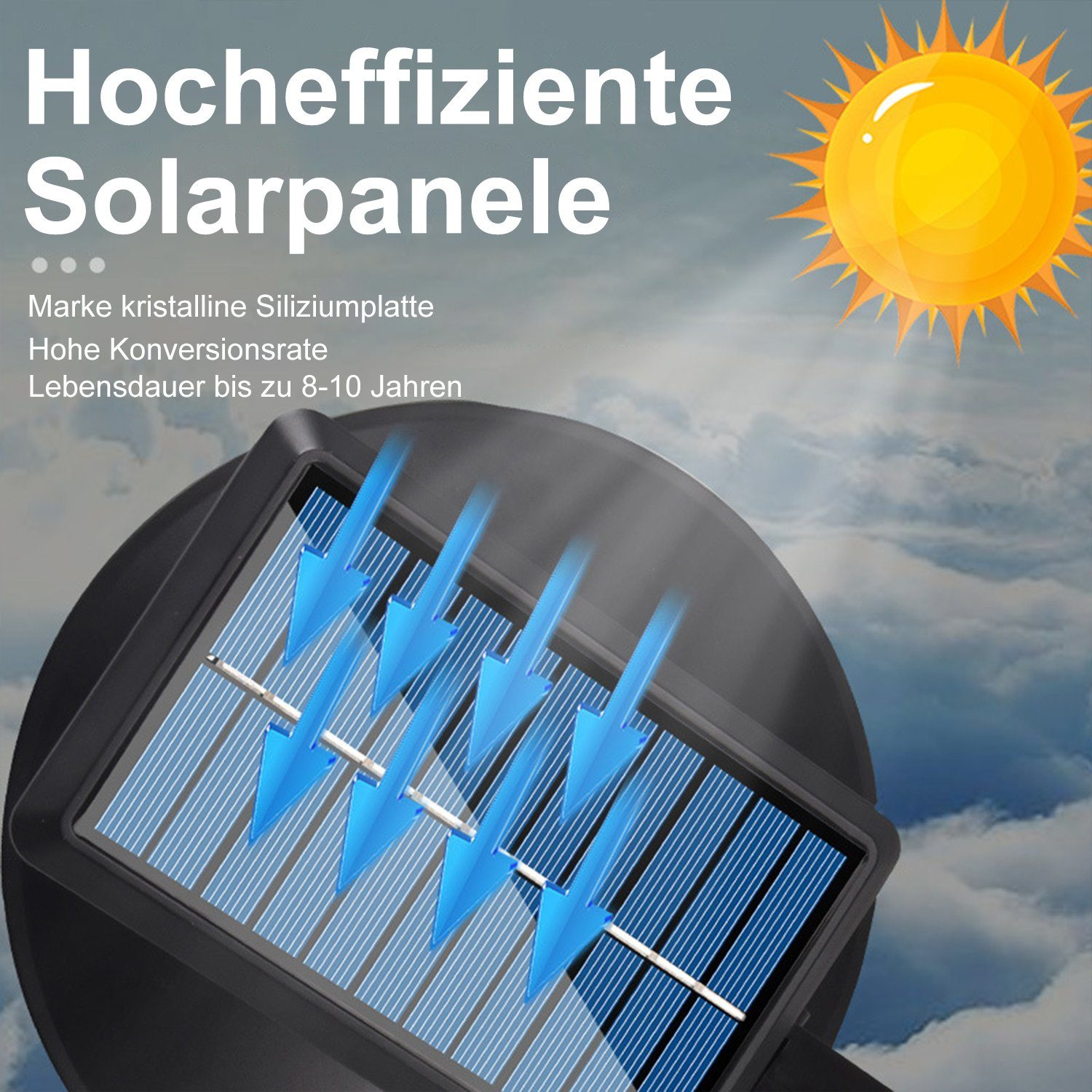 Erfassungswinkel 3 Solarleuchte Kpaloft mit Erfassungsabstand, Fluter umgebenes Produkt 3-5M LED Helligkeitsstufen Leuchtmittel, & IP65 120°, Wasserdicht Solarlampe Bewegungsmelder mit