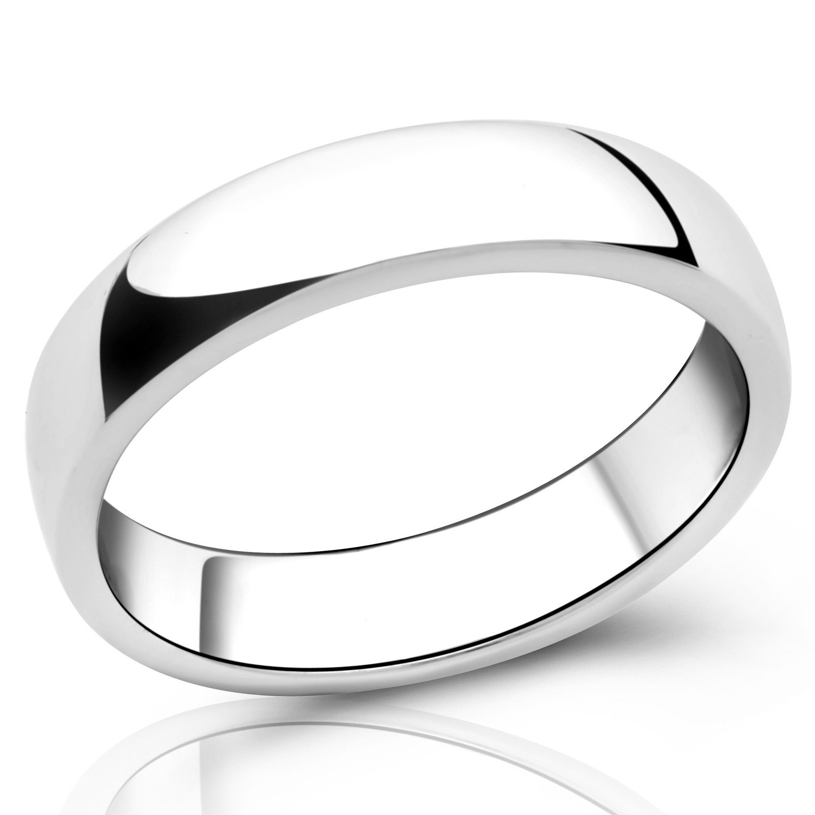Tony Fein Silberring Ring Schlicht 5mm Rhodiniert Massive 925 Silber, für  Damen und Herren