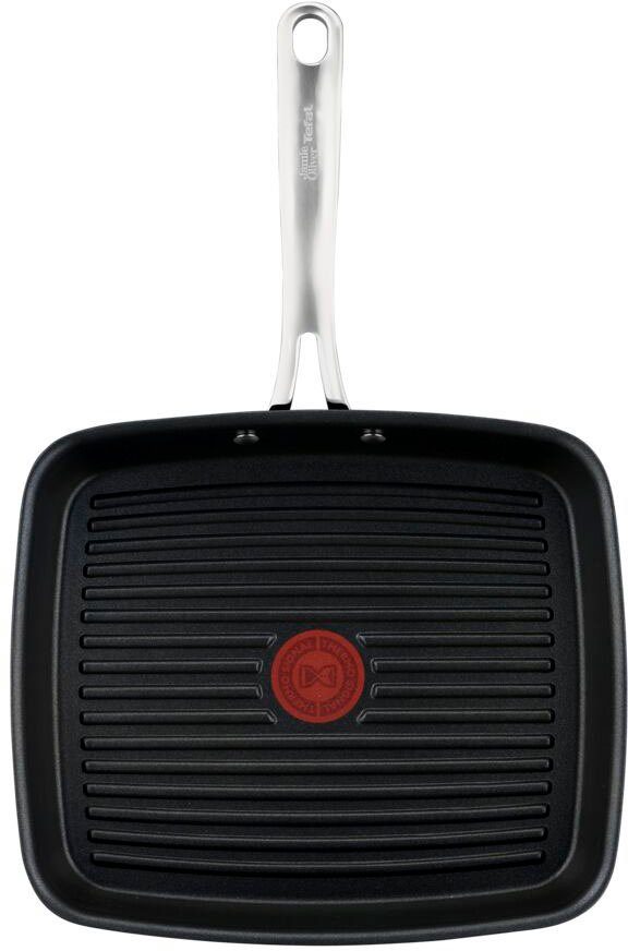 Tefal Grillpfanne Jamie Oliver Cooks Classic, Aluminiumguss (1-tlg), Thermo-Signal, für alle Herdarten inkl. Induktion, 23x27 cm