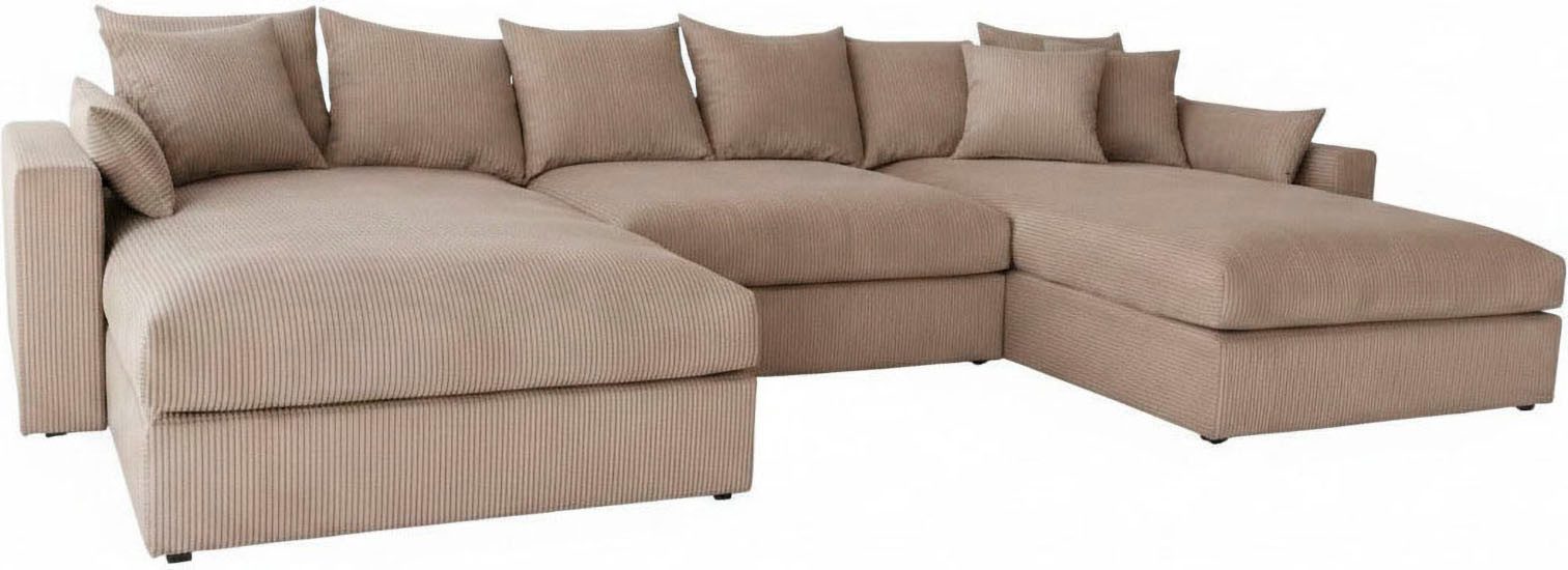 OTTO home Wohnlandschaft Cosy Lounge U-Form, Breite 385 cm, Mega-Sofa mit Cordstoff bezogen, mit Federkern & 5 Zierkissen – Bild 5 von 5