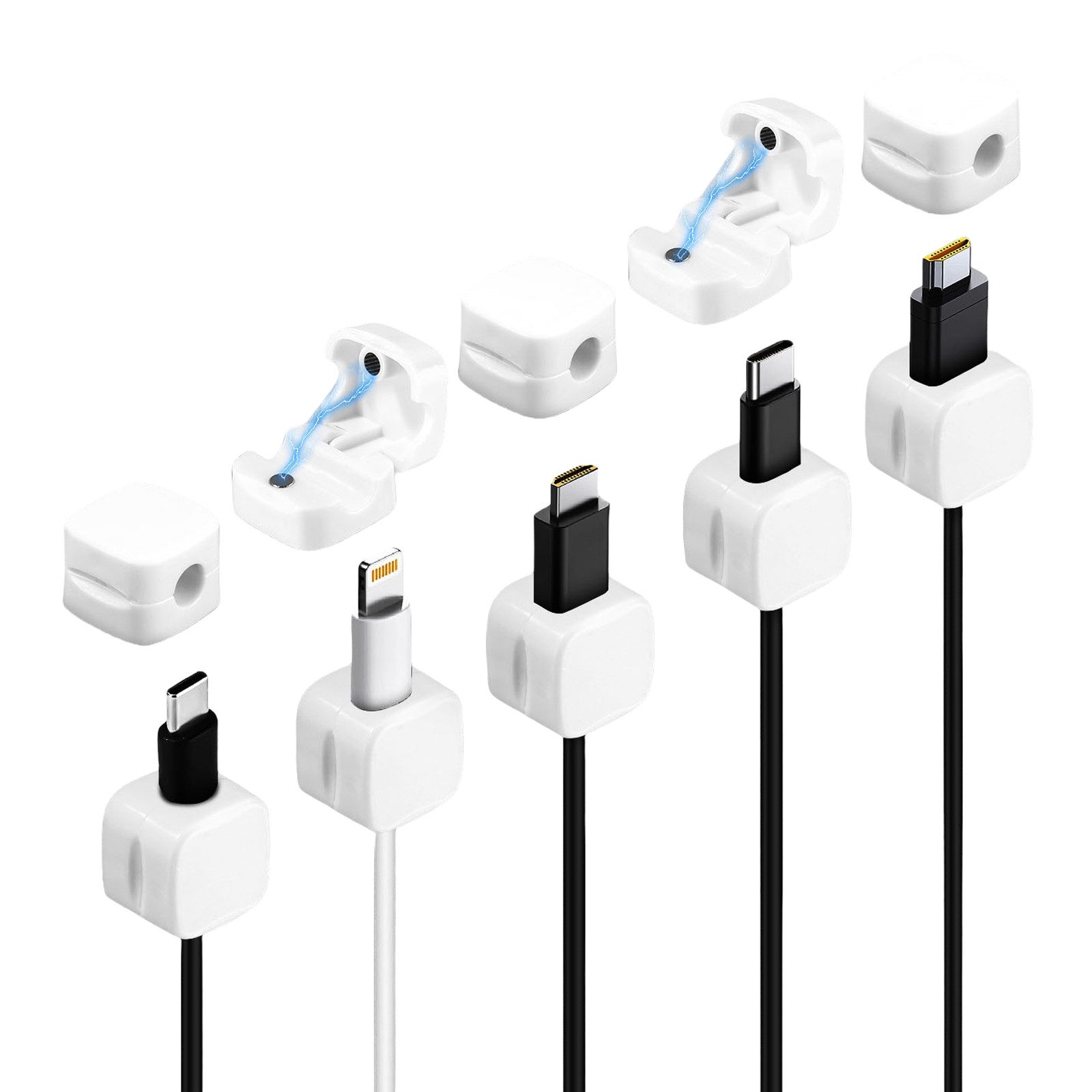 LEAZZLE Kabelbinder Magnetische Kabelhalter, Kabelmanagement für Homeoffice (ordentliche Arbeitsfläche im Advent​, 10-St., Cable Organizer) kabel management für schreibtisch,handykabel halter,Weiß