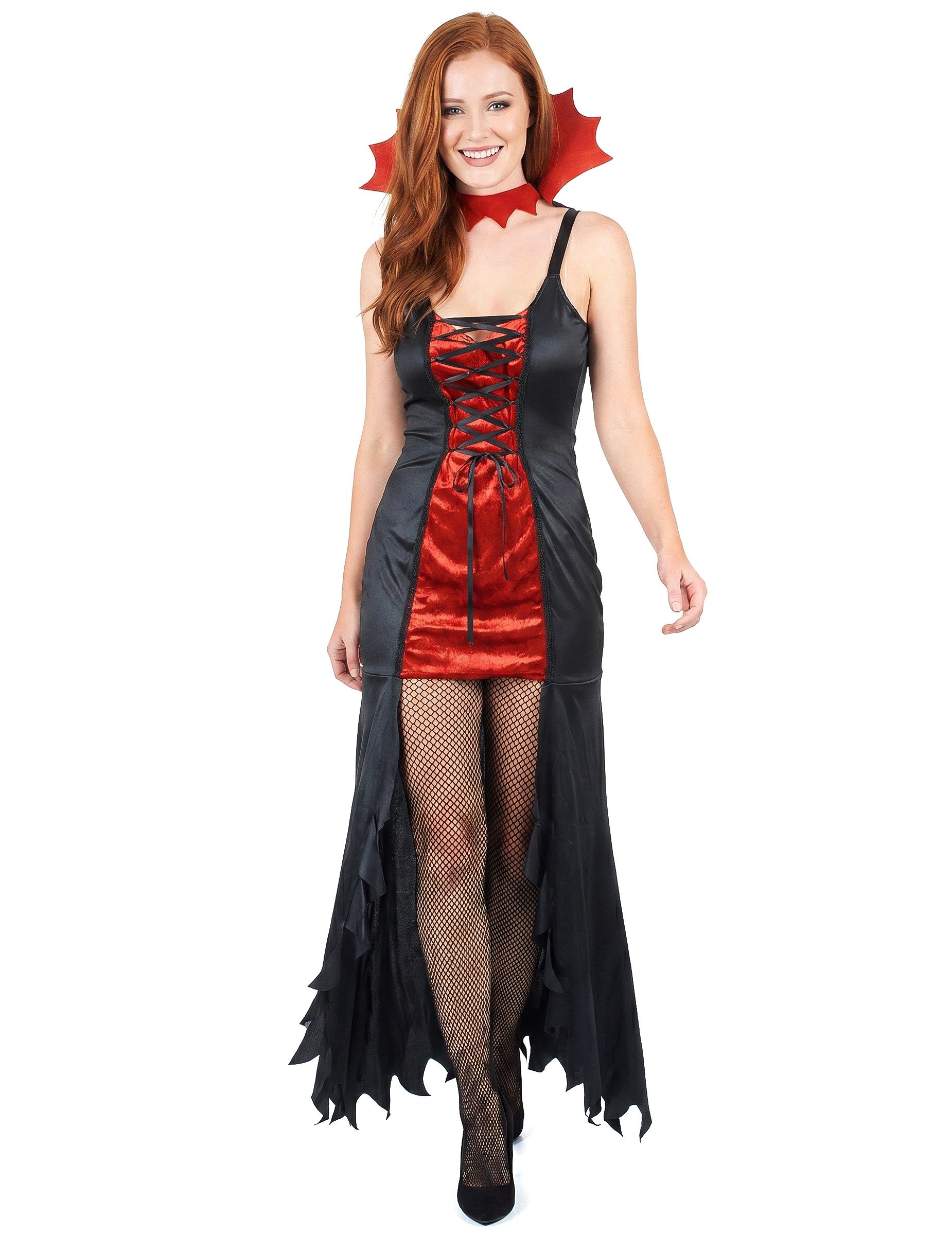 Kostüm Vampirinnen Damenkostüm Halloween schwarz-rot