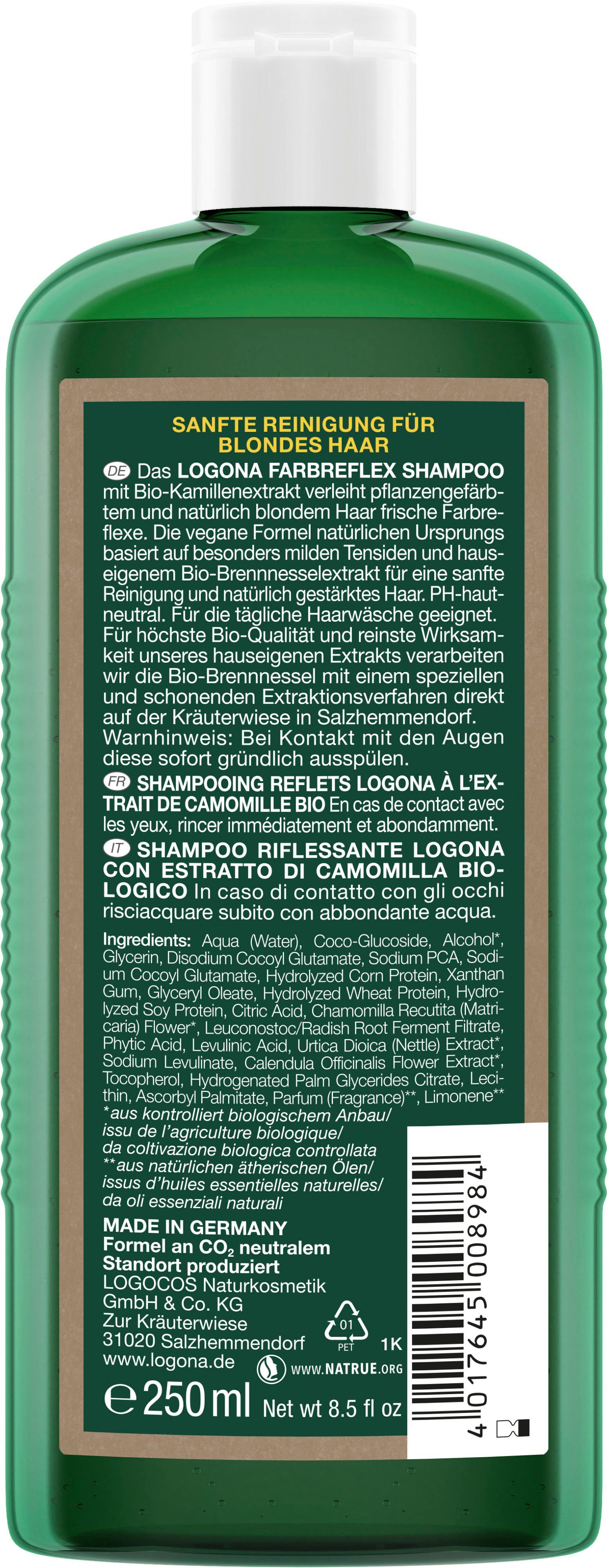 LOGONA Haarshampoo Logona Farbreflex Shampoo Blond Bio-Kamille, Für  natürlich blondes oder gefärbtes Haar