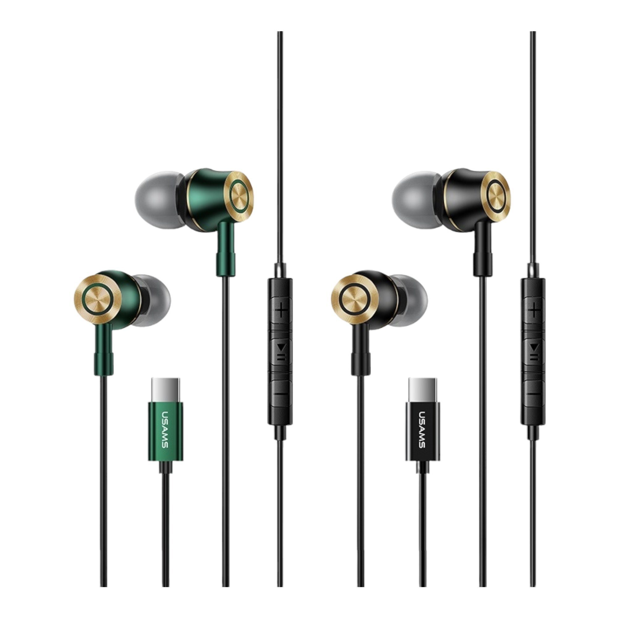 USAMS »Type-C Kopfhörer Ohrstöpsel Stereo Ohrhörer mit Mikrofon Headset«  In-Ear-Kopfhörer (Kabelgebunden, In-Ear-kopfhörer, Kabel, Galaxy S20 S21  S22, Plus Huawei HTC Klang Bass)