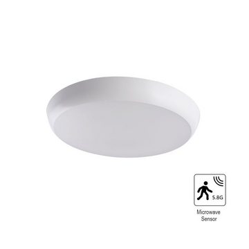 ENOVALITE LED Außen-Deckenleuchte LED Aufbauleuchte mit Sensor, 18W, 1880 lm, 4000K, ø250x48mm, IP65, LED fest integriert, neutralweiß