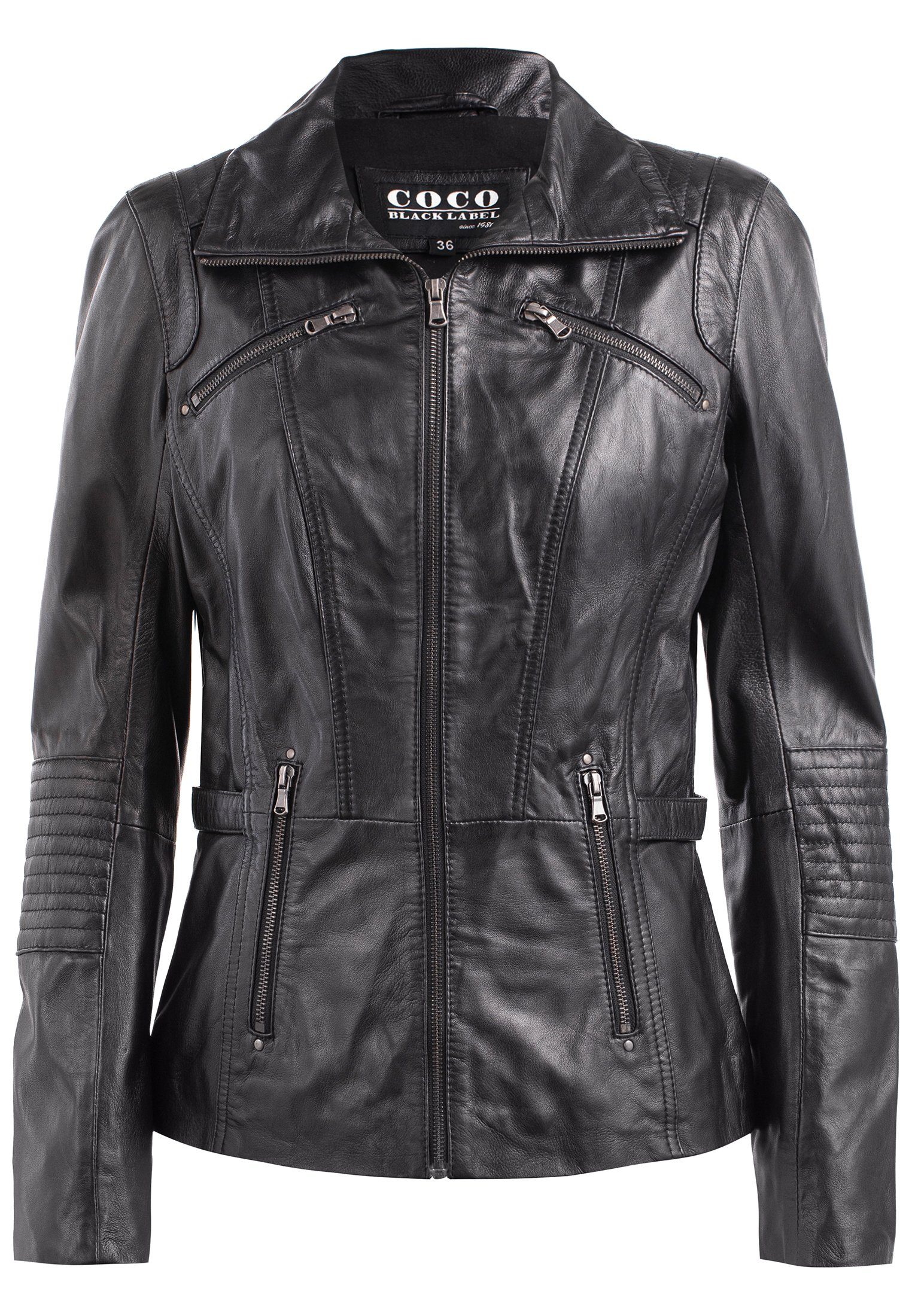 Biker-Look im Lederjacke Lederjacke Schwarz Lederjacke moderne CBL