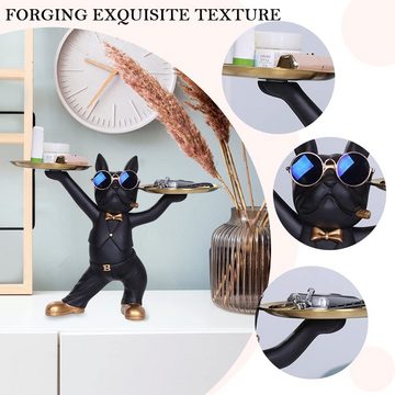HYTIREBY Tierfigur Französische Bulldogge Figur,Französische Bulldogge Schlüsselschale (1 St), Modern Skulptur Deko für Flur Wohnzimmer
